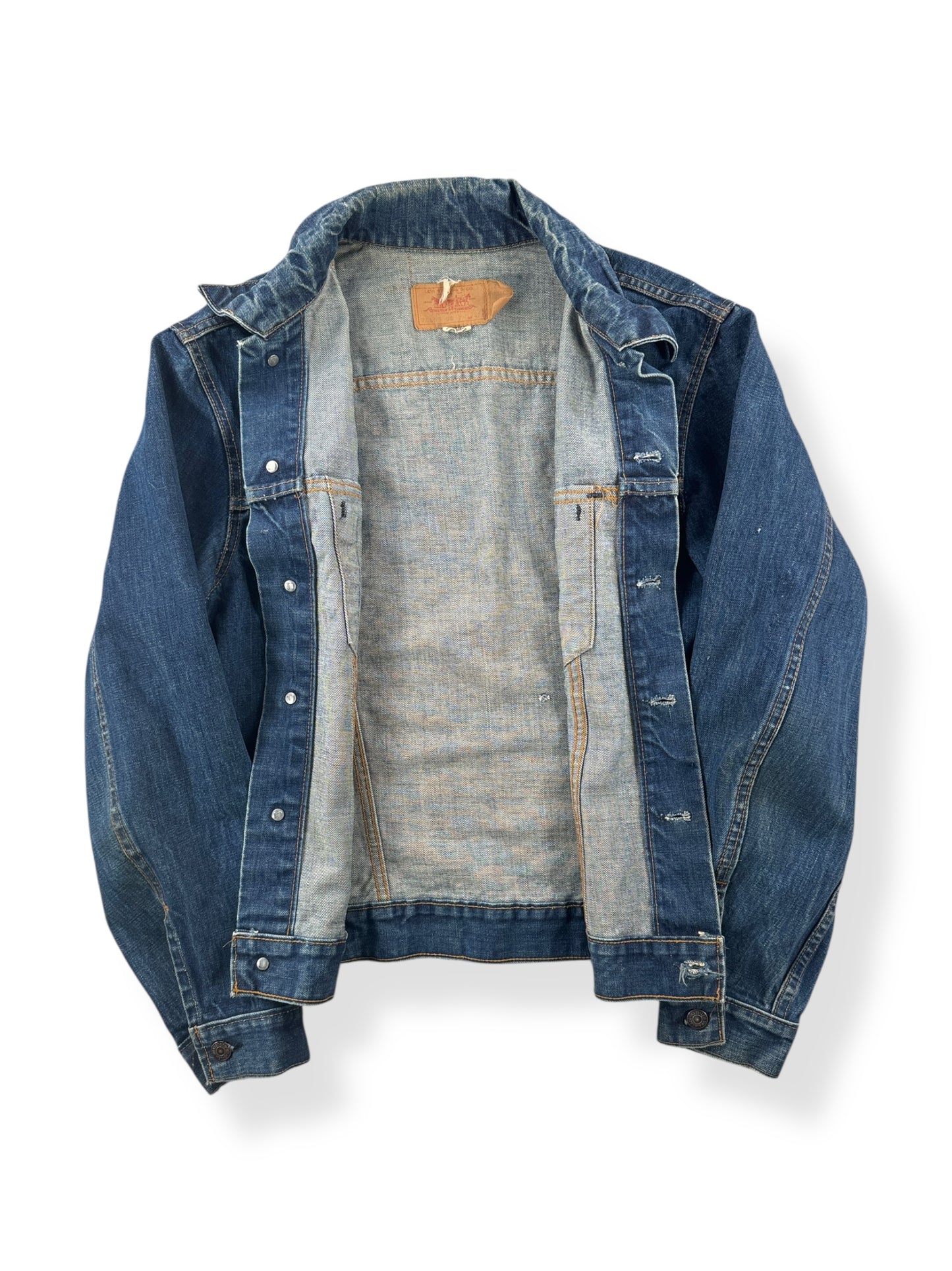Inside of Vintage 70s Era 70505 Levi's Dark Wash Trucker Jacket SZ 42