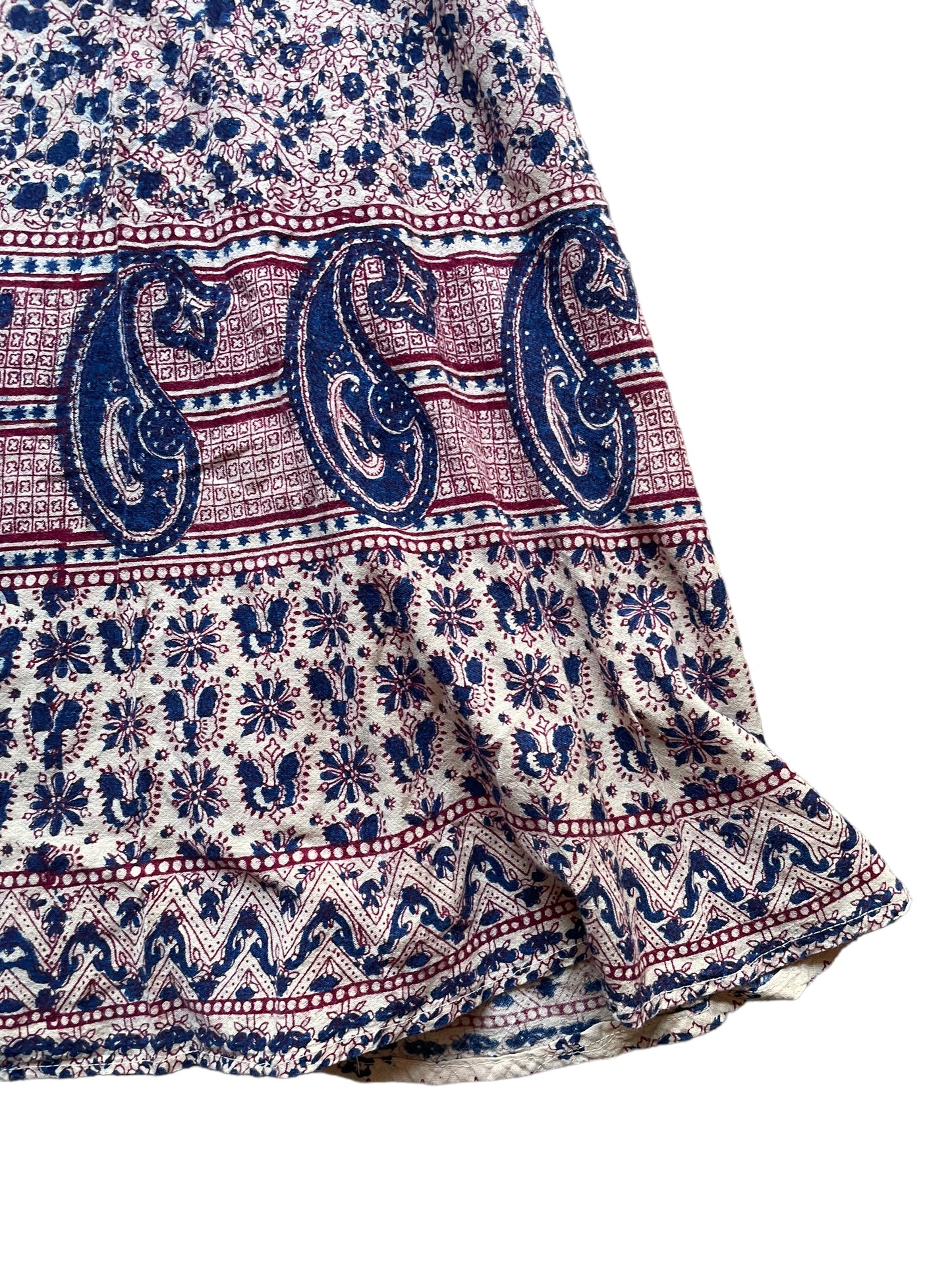 Detail view of Vintage 1970s Indian Cotton Midi Wrap Skirt SZ S-L | Barn Owl Seattle Vintage | Ladies Vintage Clothing