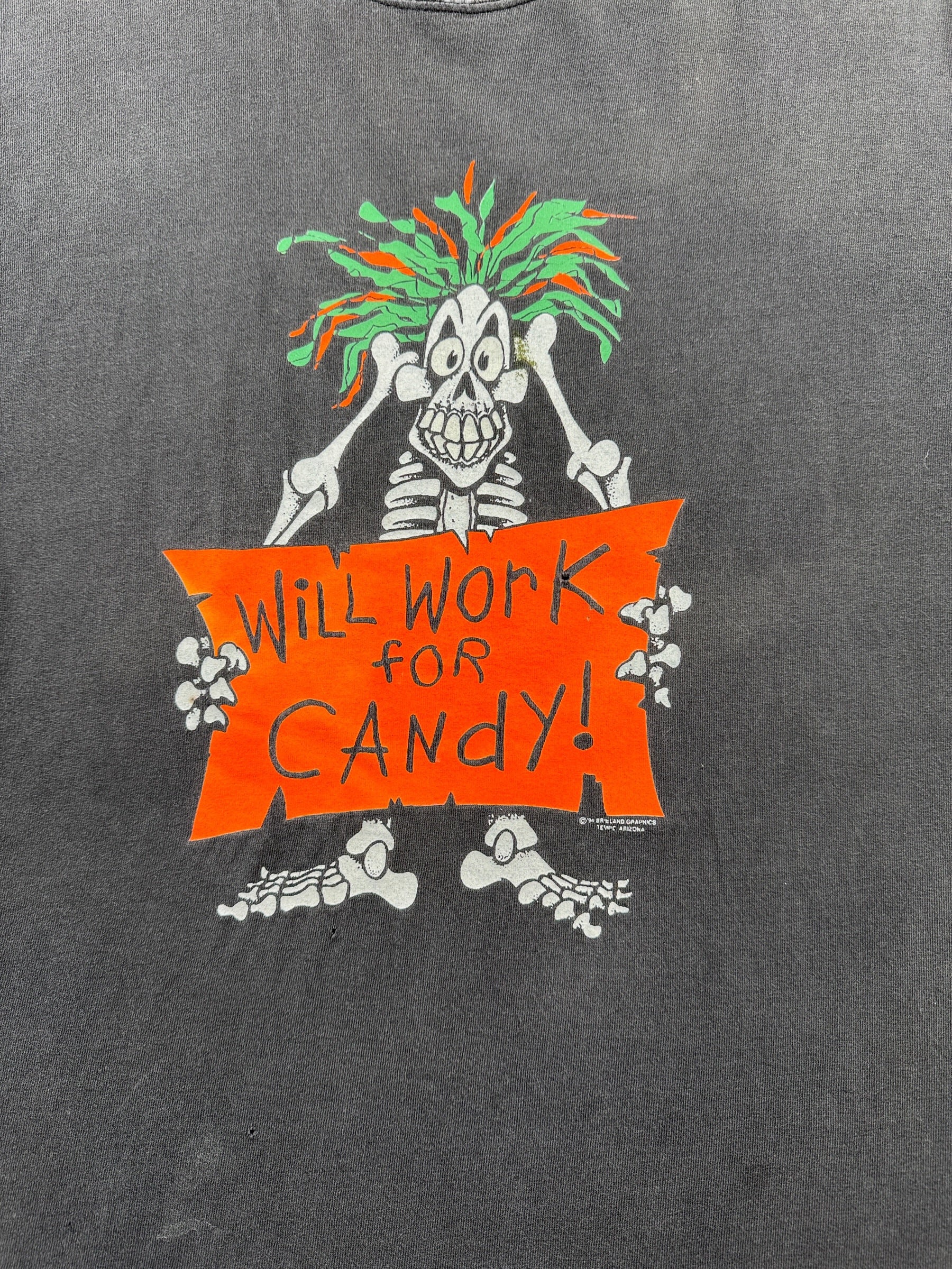 Graphic of Vintage Will Work For Candy Halloween Tee SZ XL
