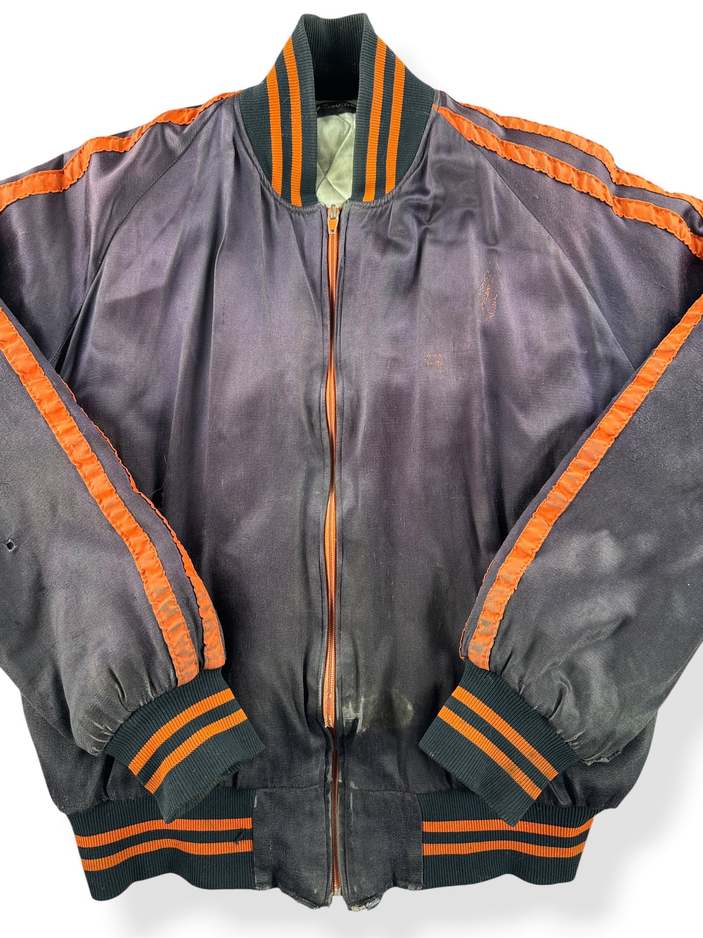 Close-up of Vintage Harley Davidson Satin Bomber Jacket SZ M - AS IS