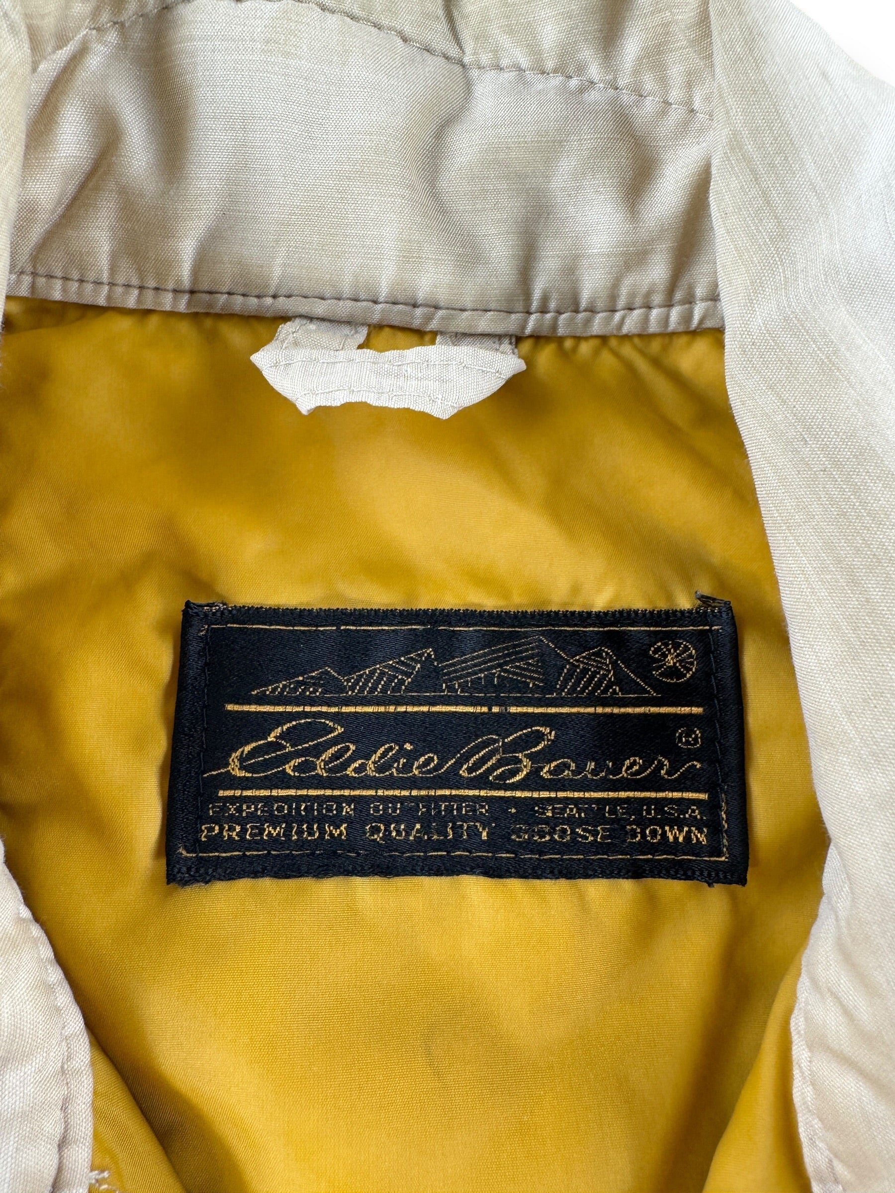 Label on Vintage Eddie Bauer Down Shacket SZ L