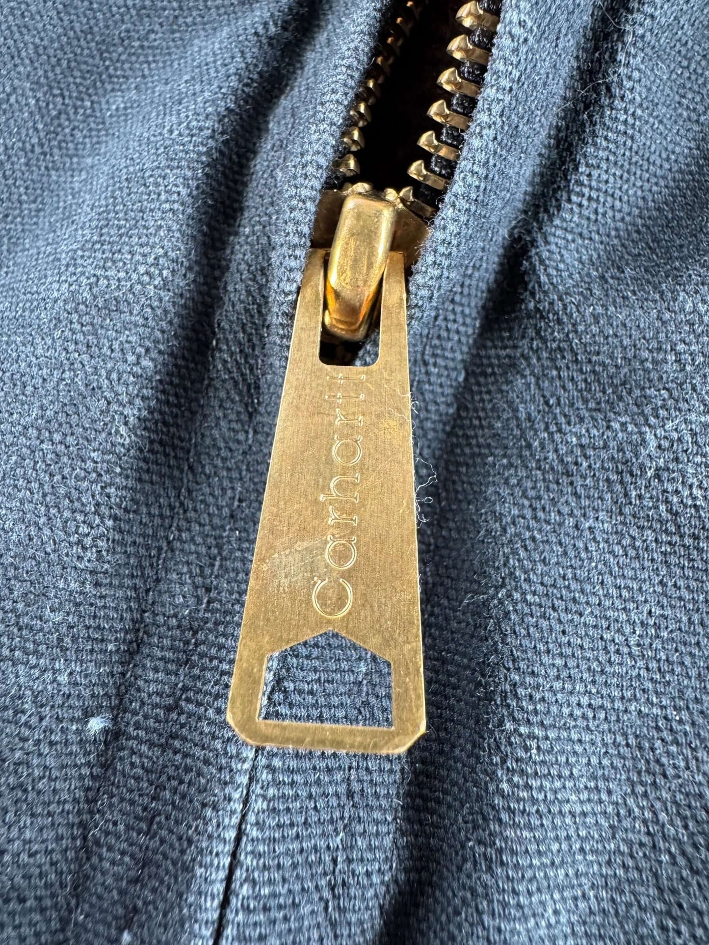 Zipper on Vintage Black Carhartt Detroit Jacket SZ 40