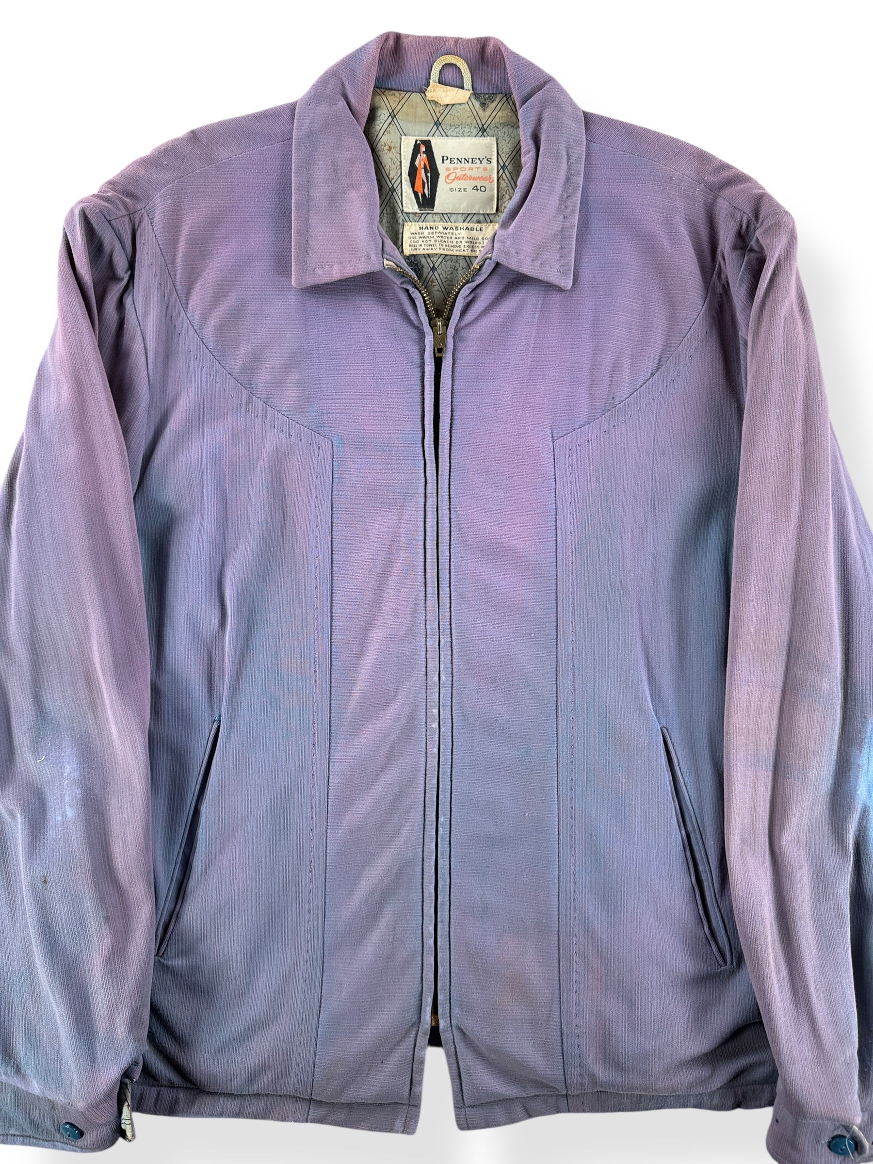Front Close Up of Vintage 50s Penney's Sports Jacket SZ 40