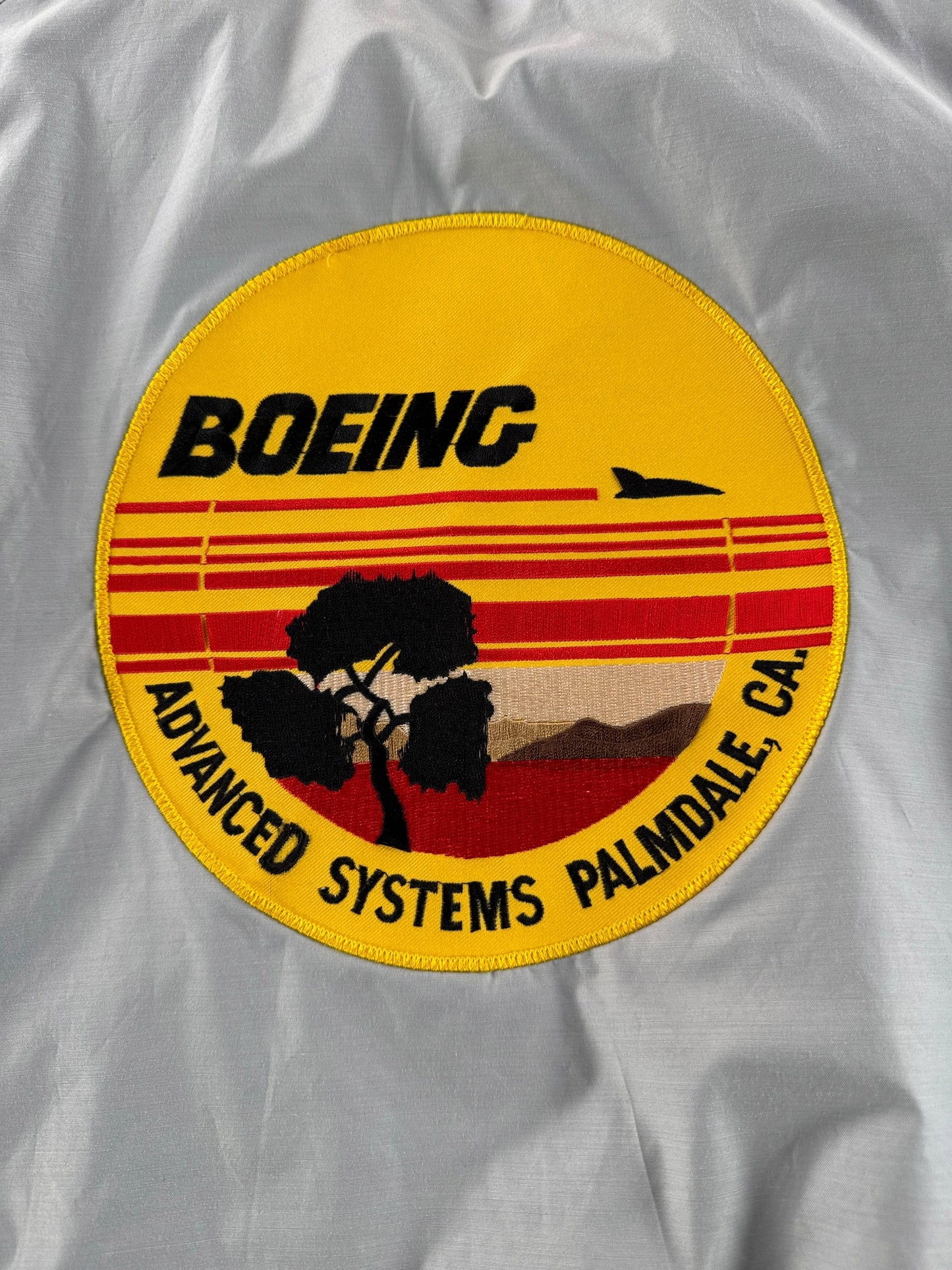 Back Graphic of Vintage Boeing Advanced System Palmdale Jacket SZ M
