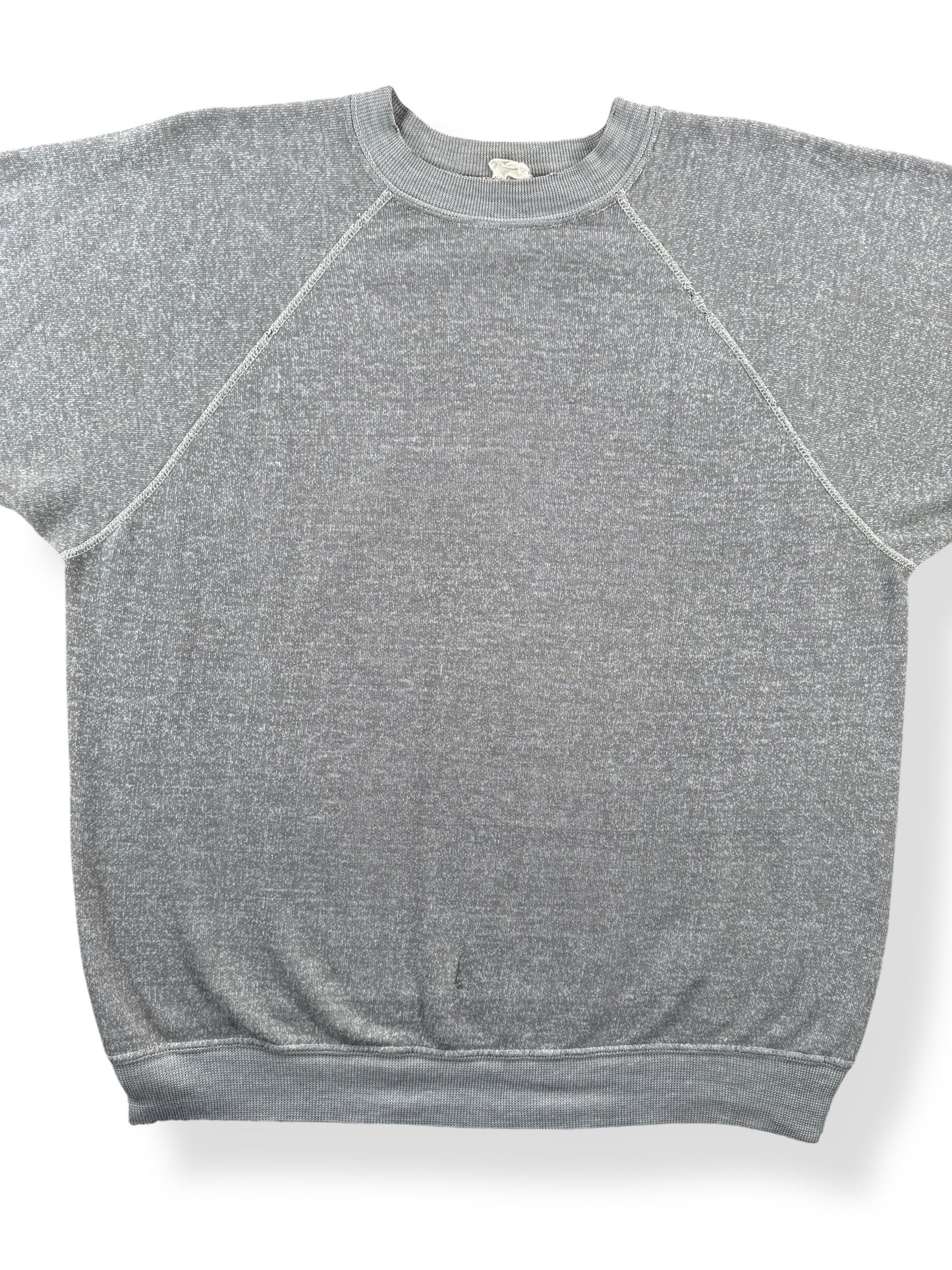 Front Close Up of Vintage Grey Short Sleeve Crewneck SZ XL (Fits L)