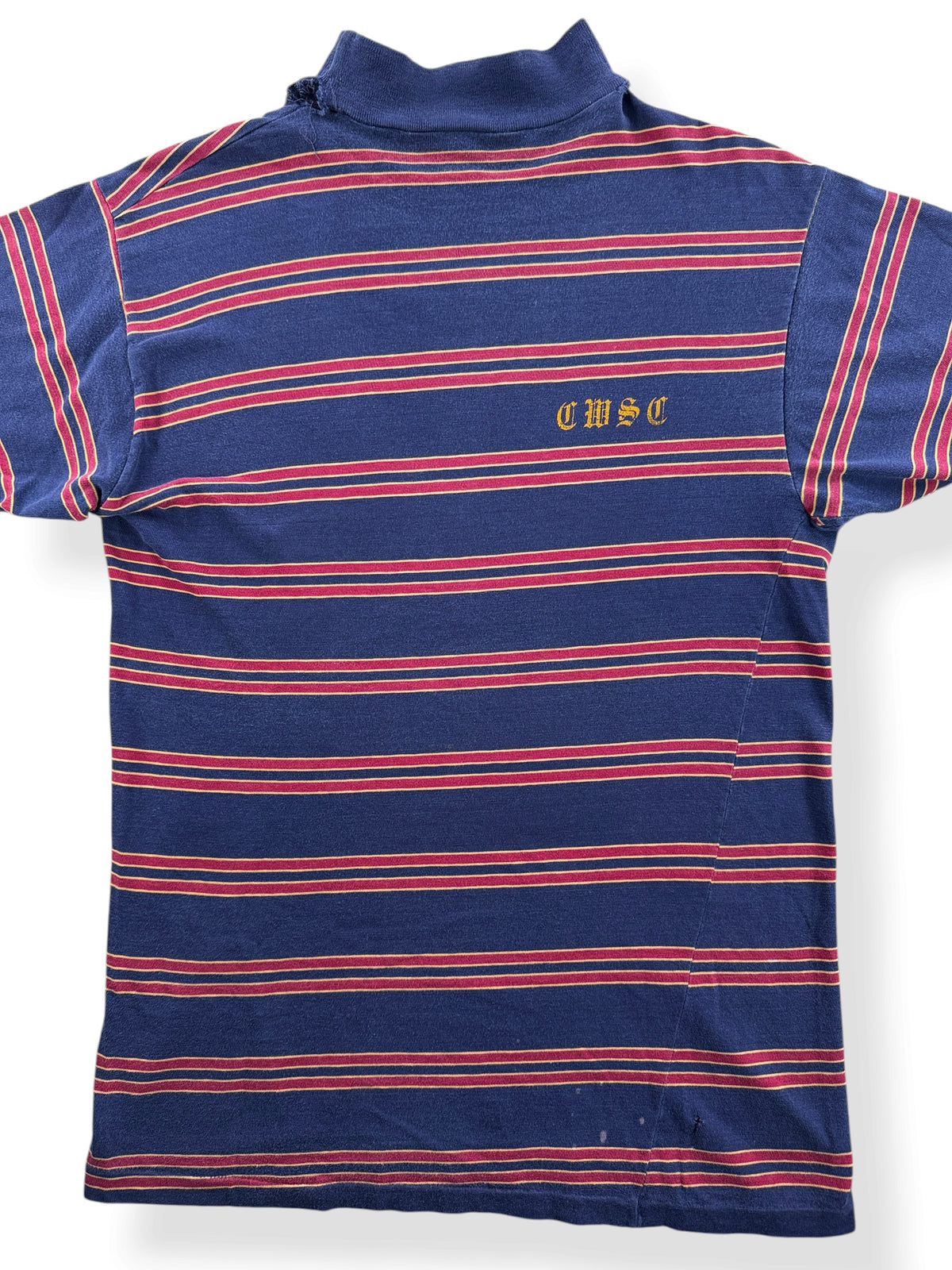 Front Close Up of Vintage Velva Sheen Striped Tee SZ S