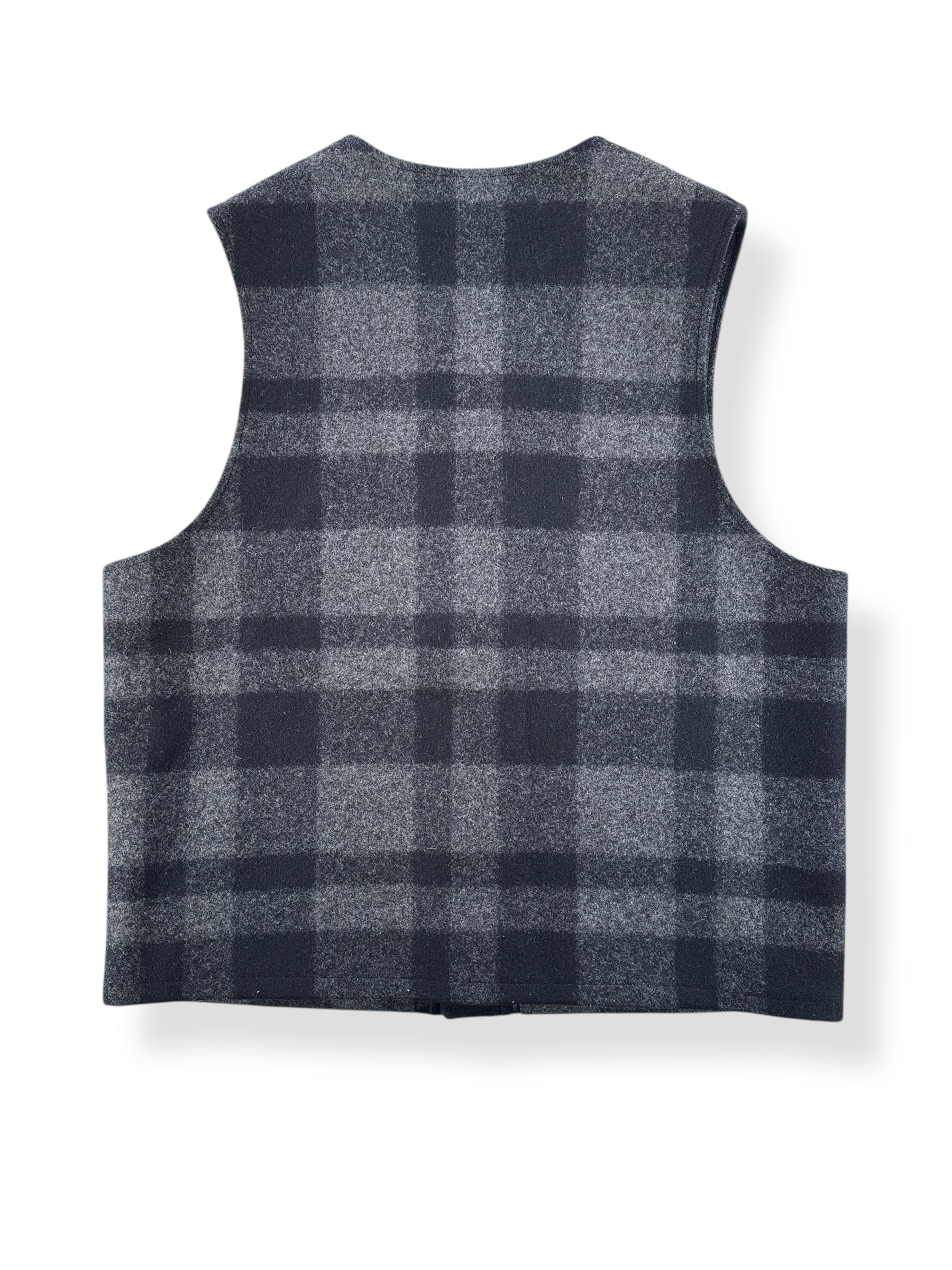 Back of Vintage Filson Black & Grey Style 20 Wool Vest SZ 44