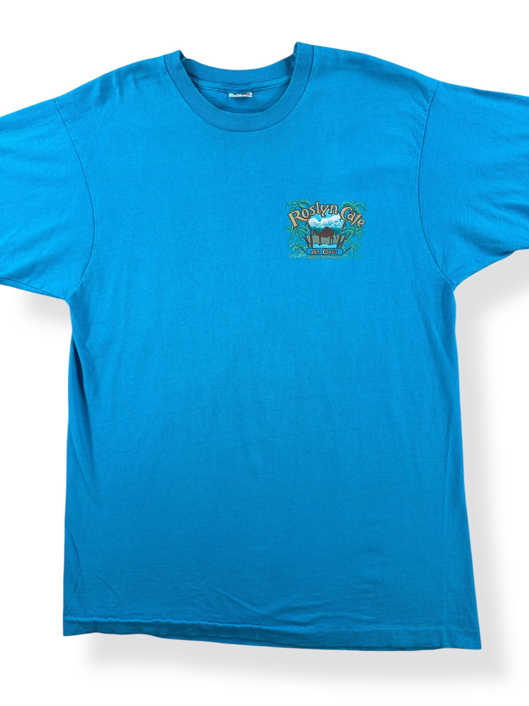 Front Close Up of Vintage Roslyn Cafe Northern Exposure Tee SZ L 