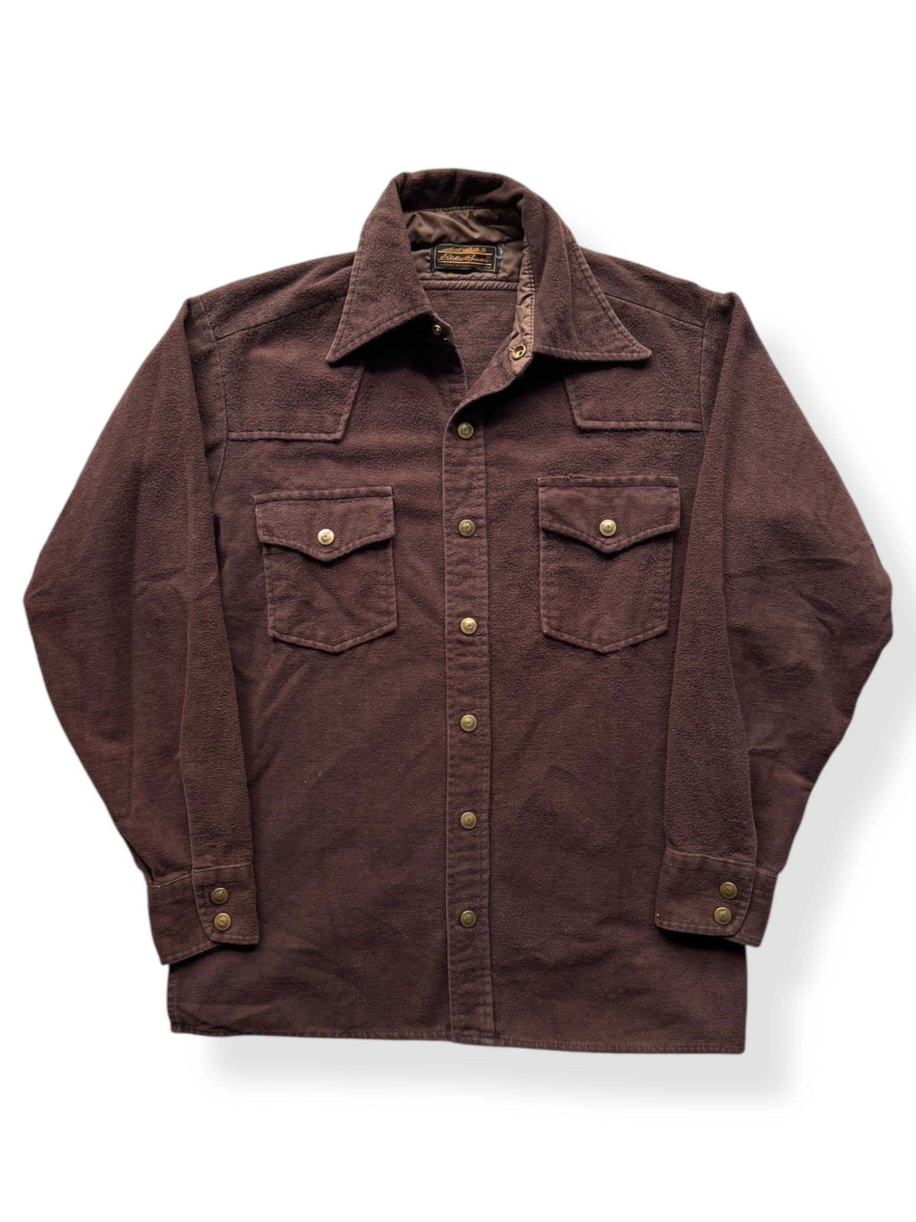 Front of Vintage Eddie Bauer Chocolate Moleskin Shirt SZ M