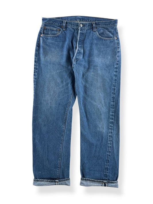 Front of Vintage Double Stitch 80s Levis 501 Redline Jeans W38