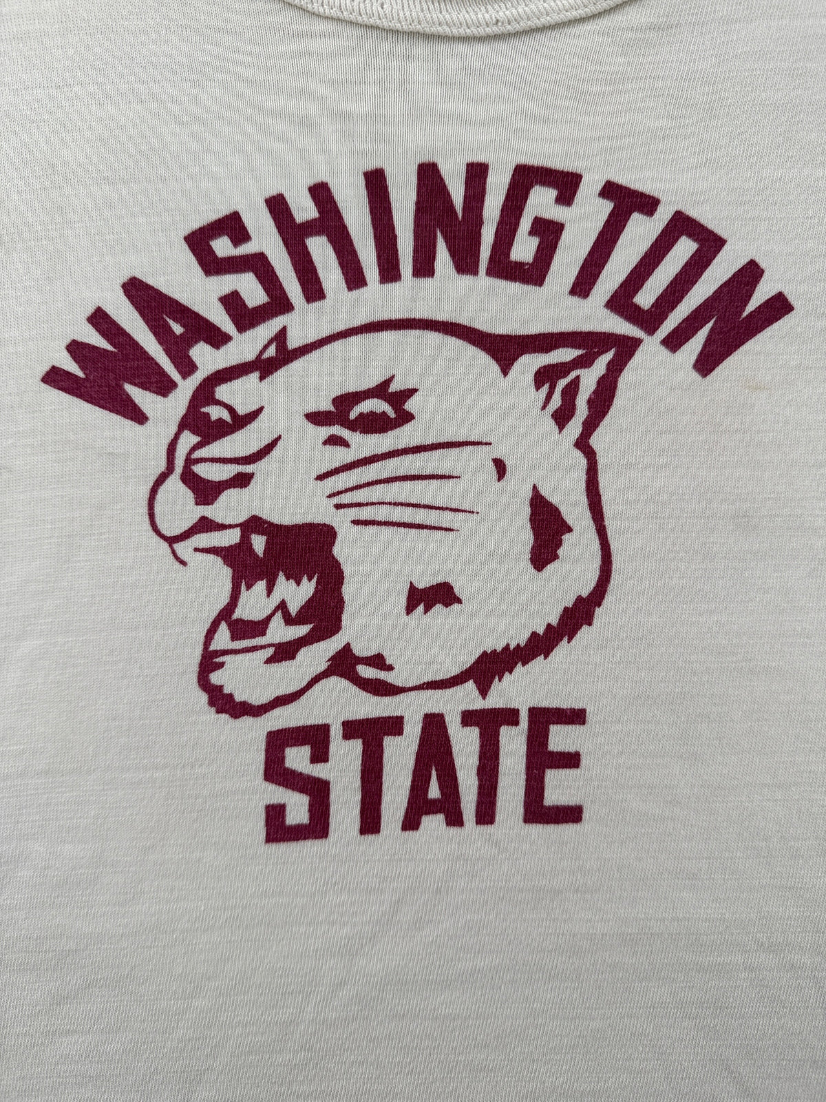 Front graphic on Vintage 50s/60s Russell Southern WSU Tee SZ M