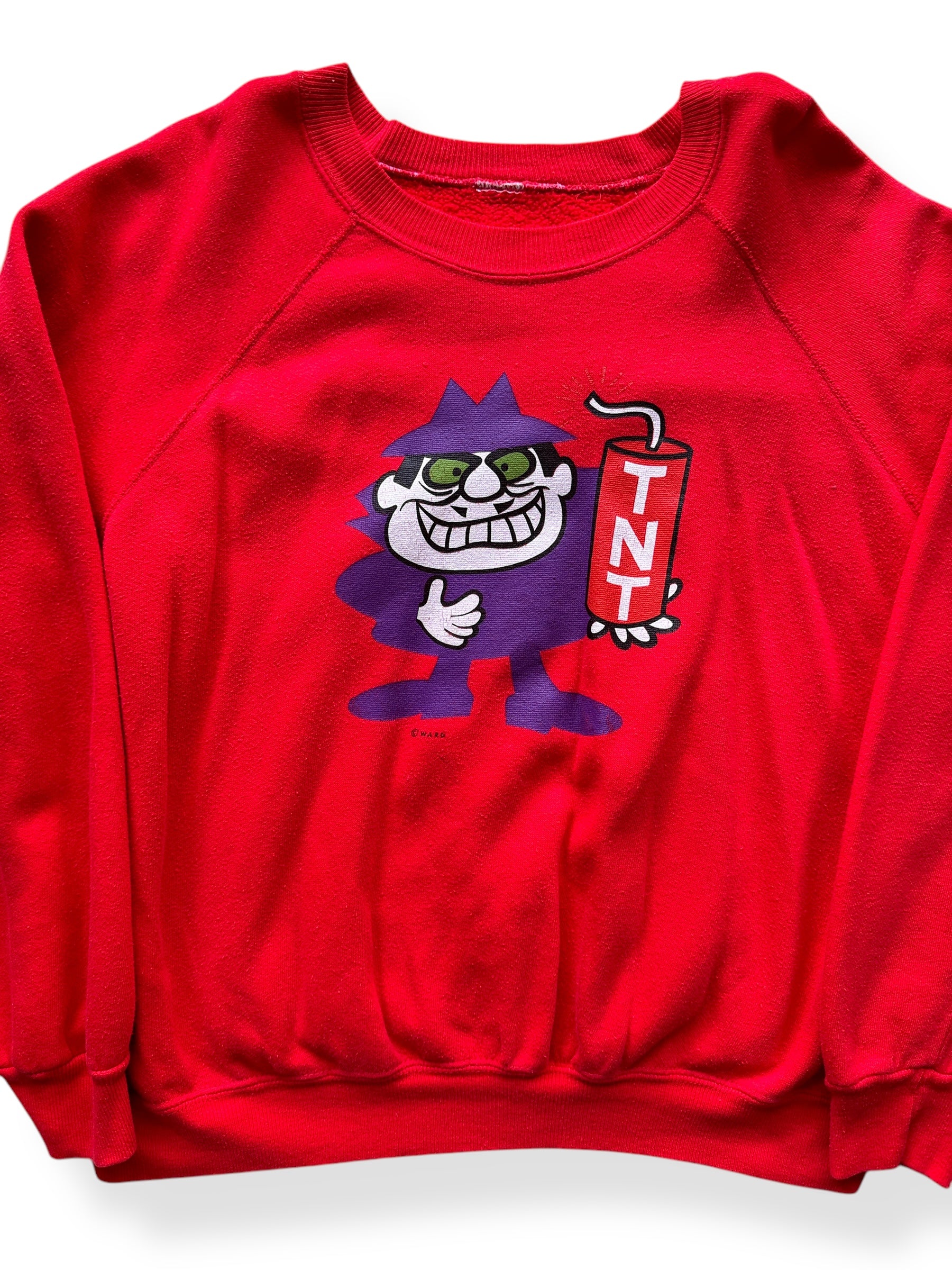 Front Close Up of Vintage Boris Badenov Red Crewneck SZ XL