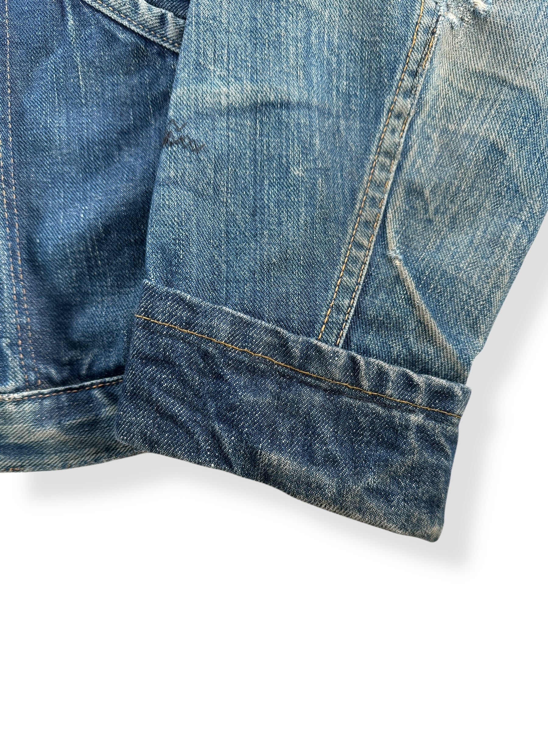 Sewn Cuff on Vintage Wrangler Blue Bell 11MJZ Trucker Jacket SZ 36
