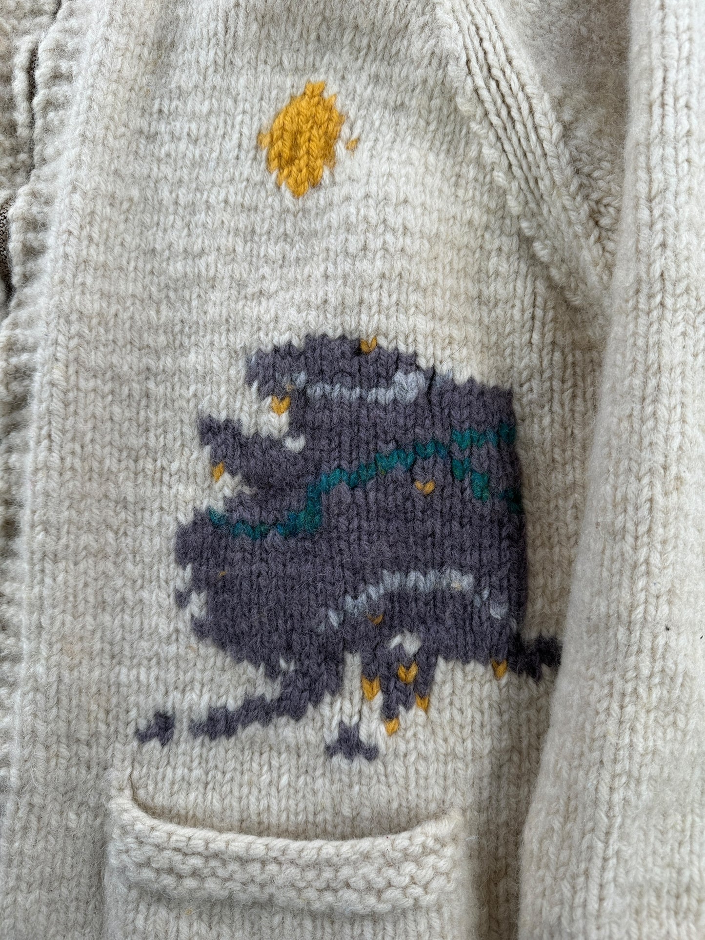 Alaska Graphic of Vintage Alaskan Salmon Lined Cowichan Sweater SZ XL