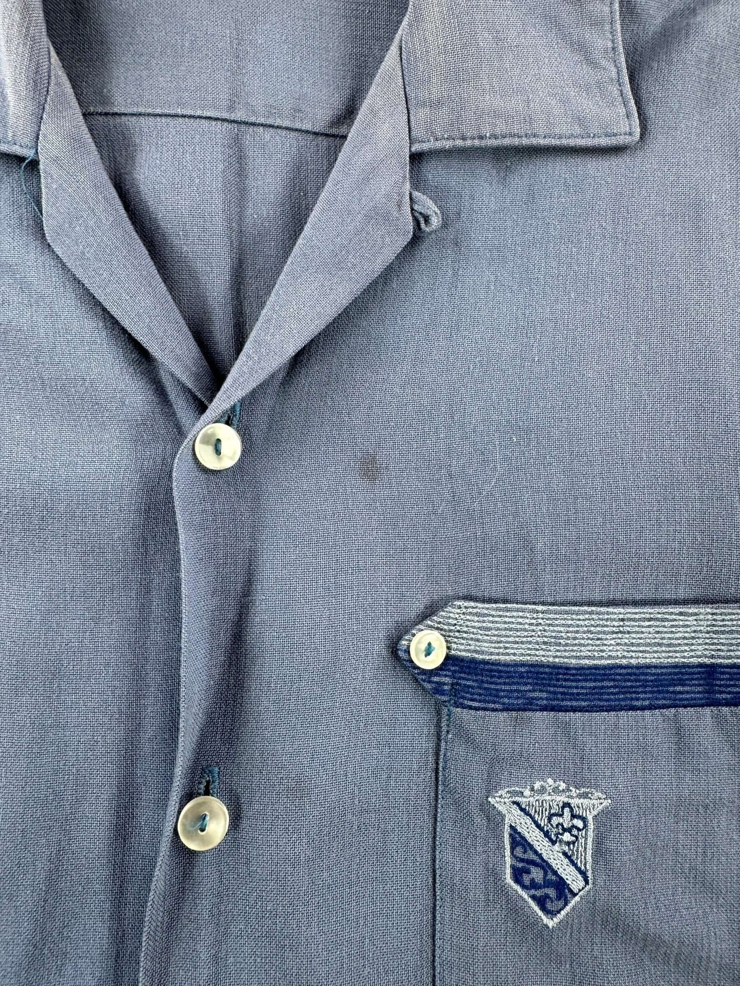 Stain on Vintage Davinci Long Sleeve Gabardine Loop Collar Shirt SZ M