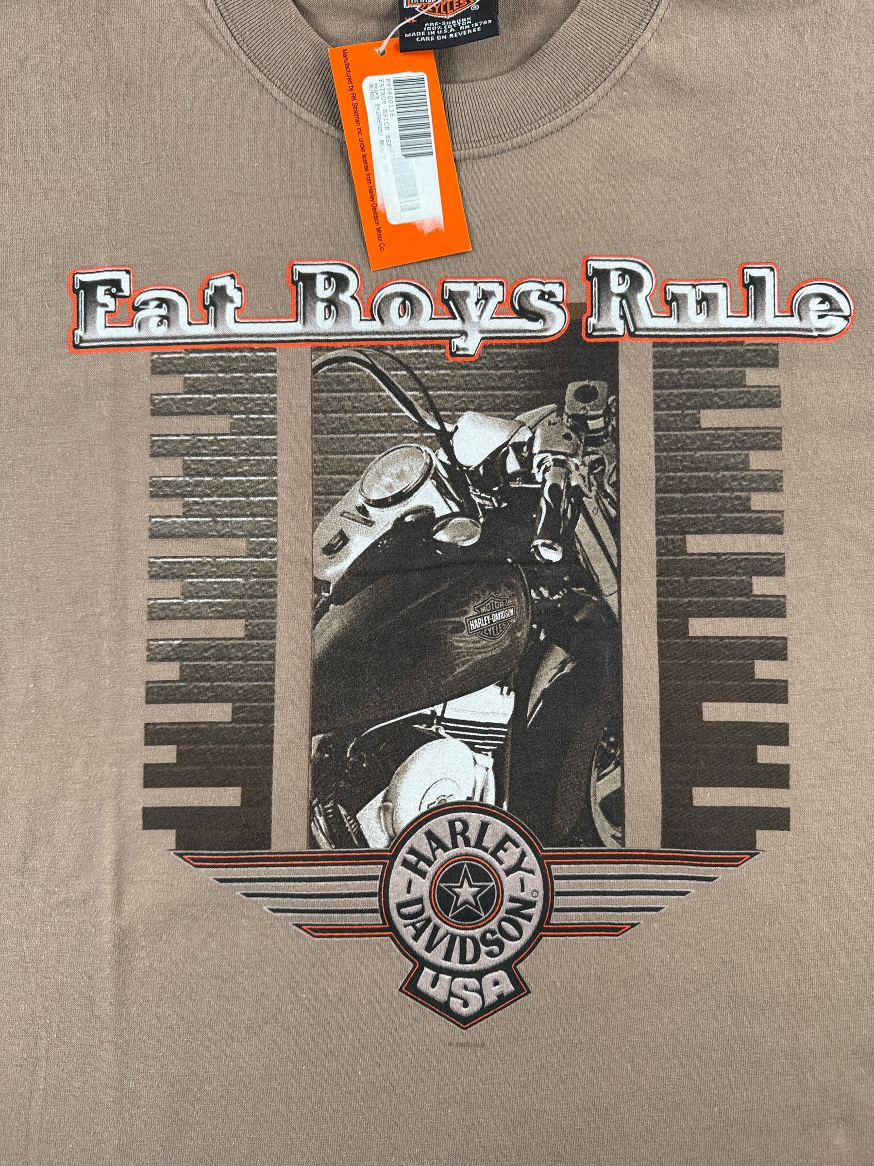 Graphic of Vintage Deadstock Fat Boys Rule Harley Ocean City MD Tee SZ XL