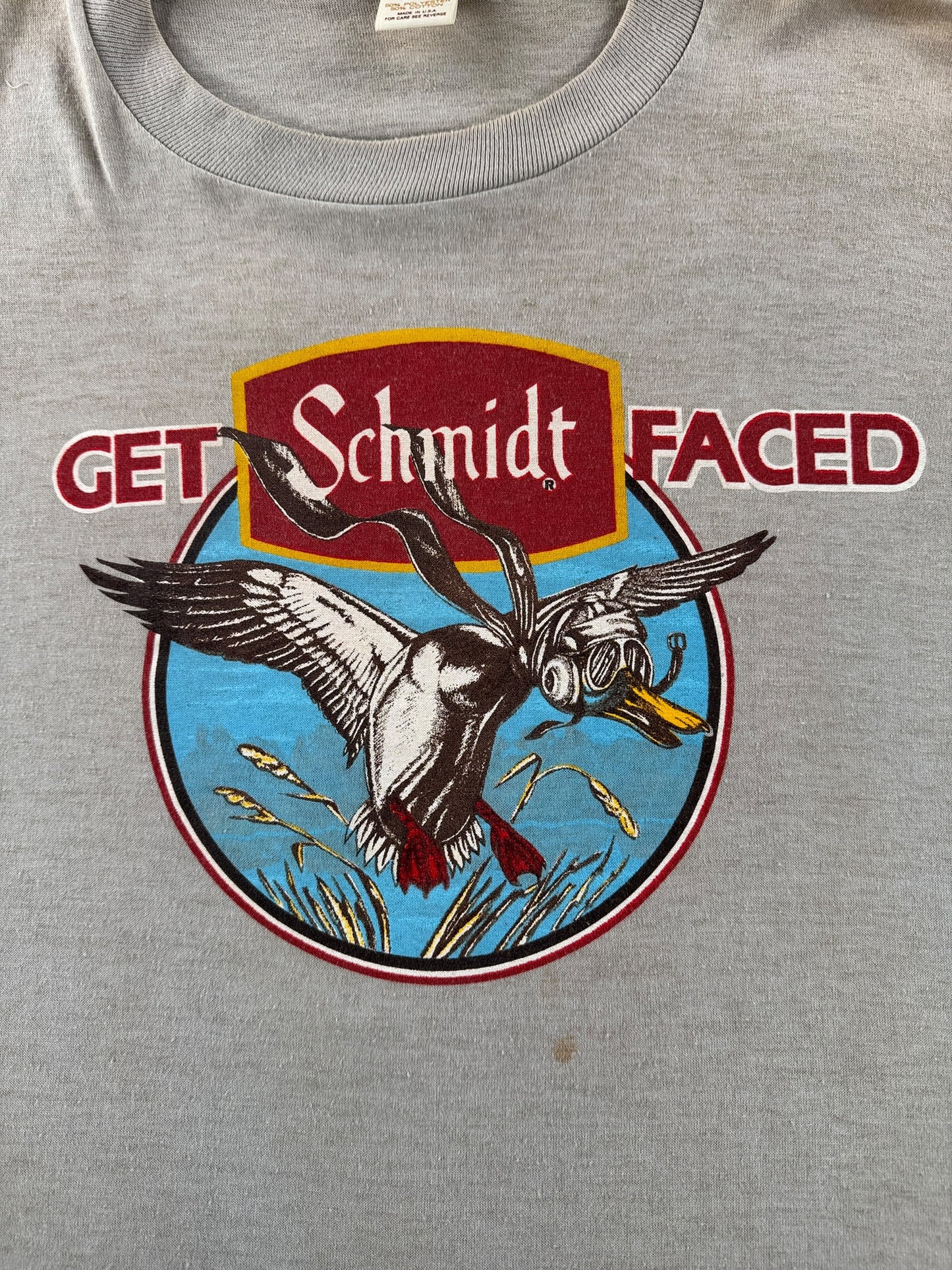 Graphic of Vintage Get Schmidt Faced Beer Tee SZ L (Fits M)