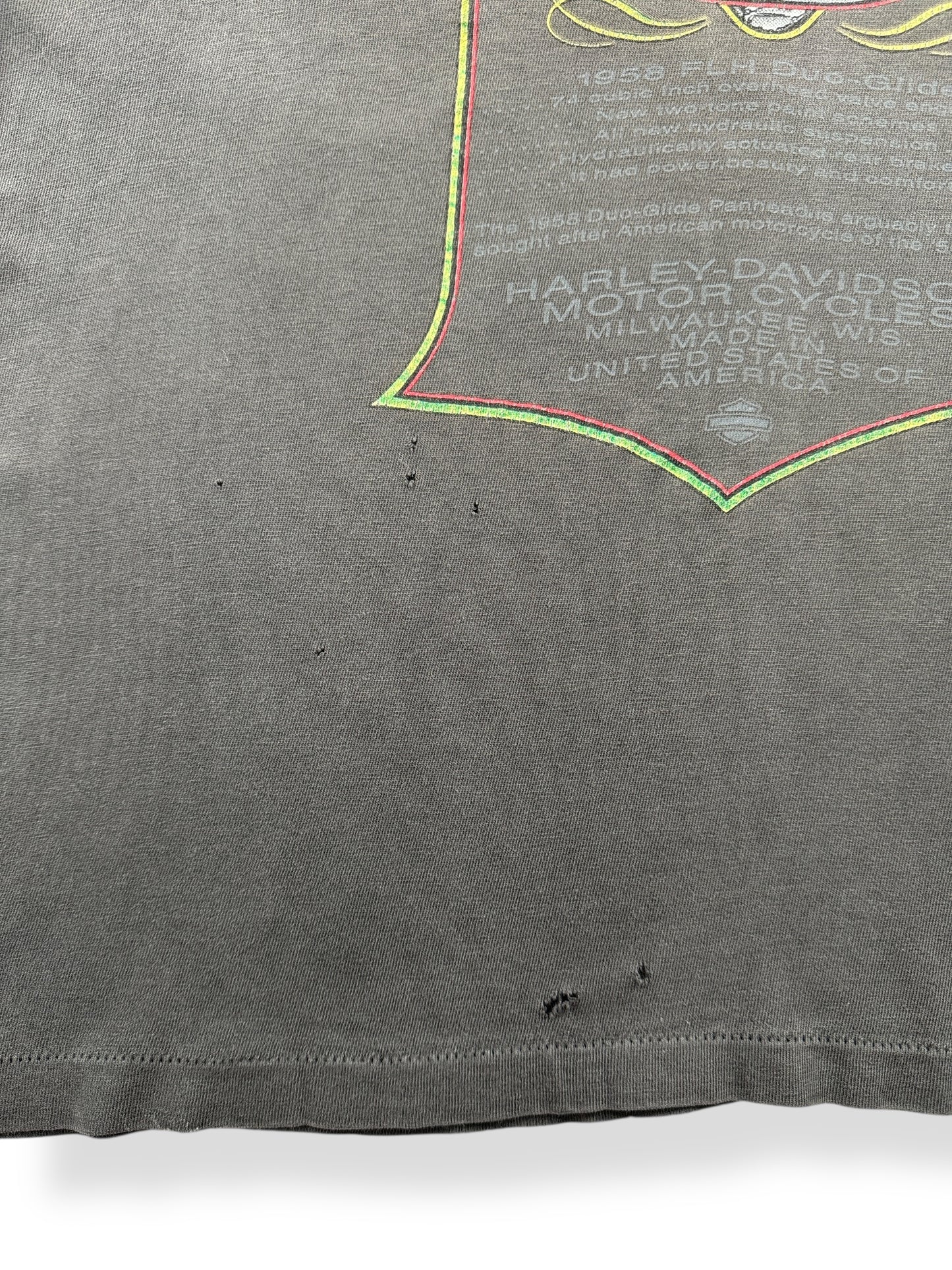 Holes on Vintage Santa Cruz Harley Davidson Panhead Tee SZ L