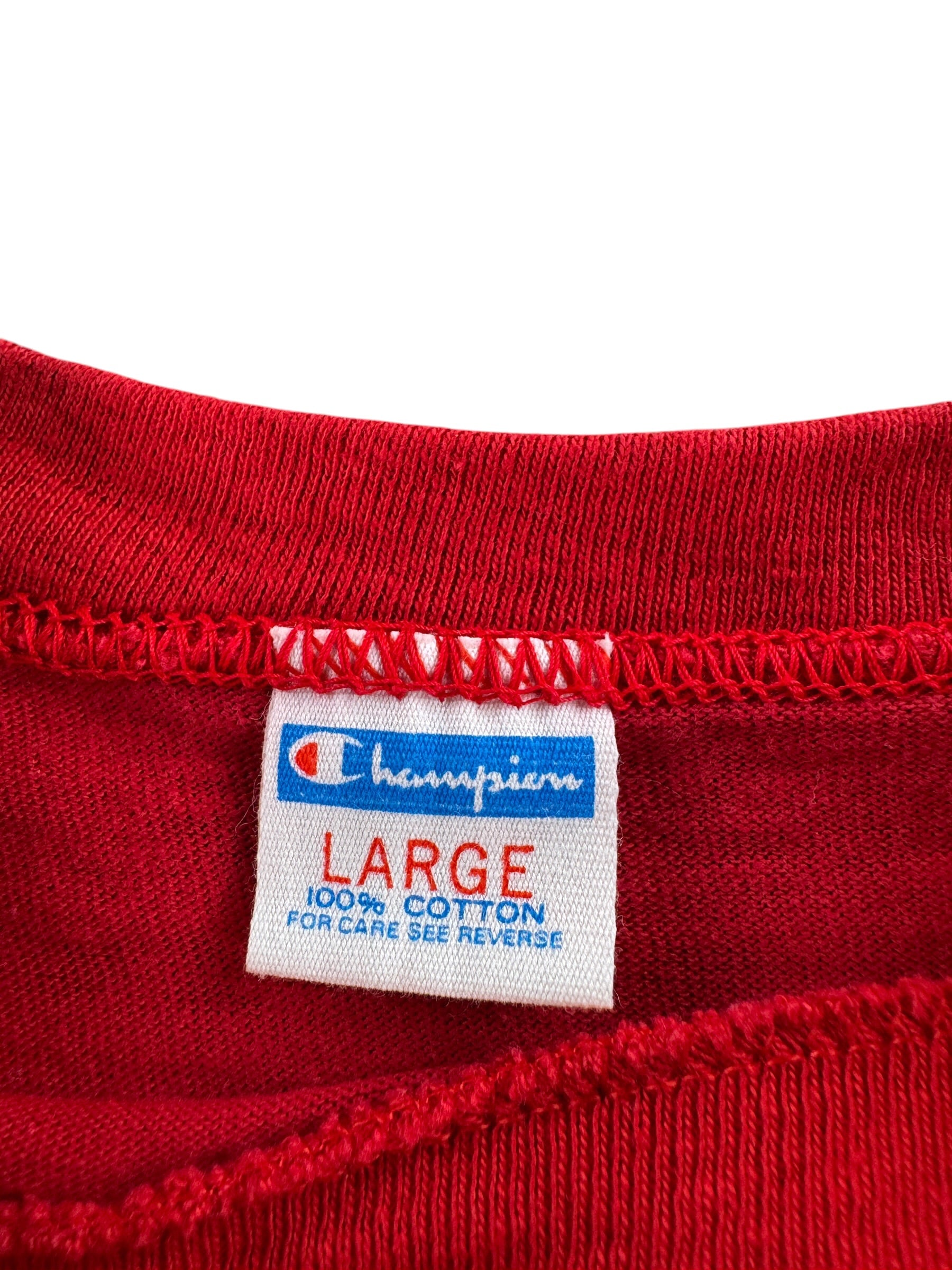 Tag on Vintage Champion Blue Bar We Do It Better Tee SZ L (Fits S/M)