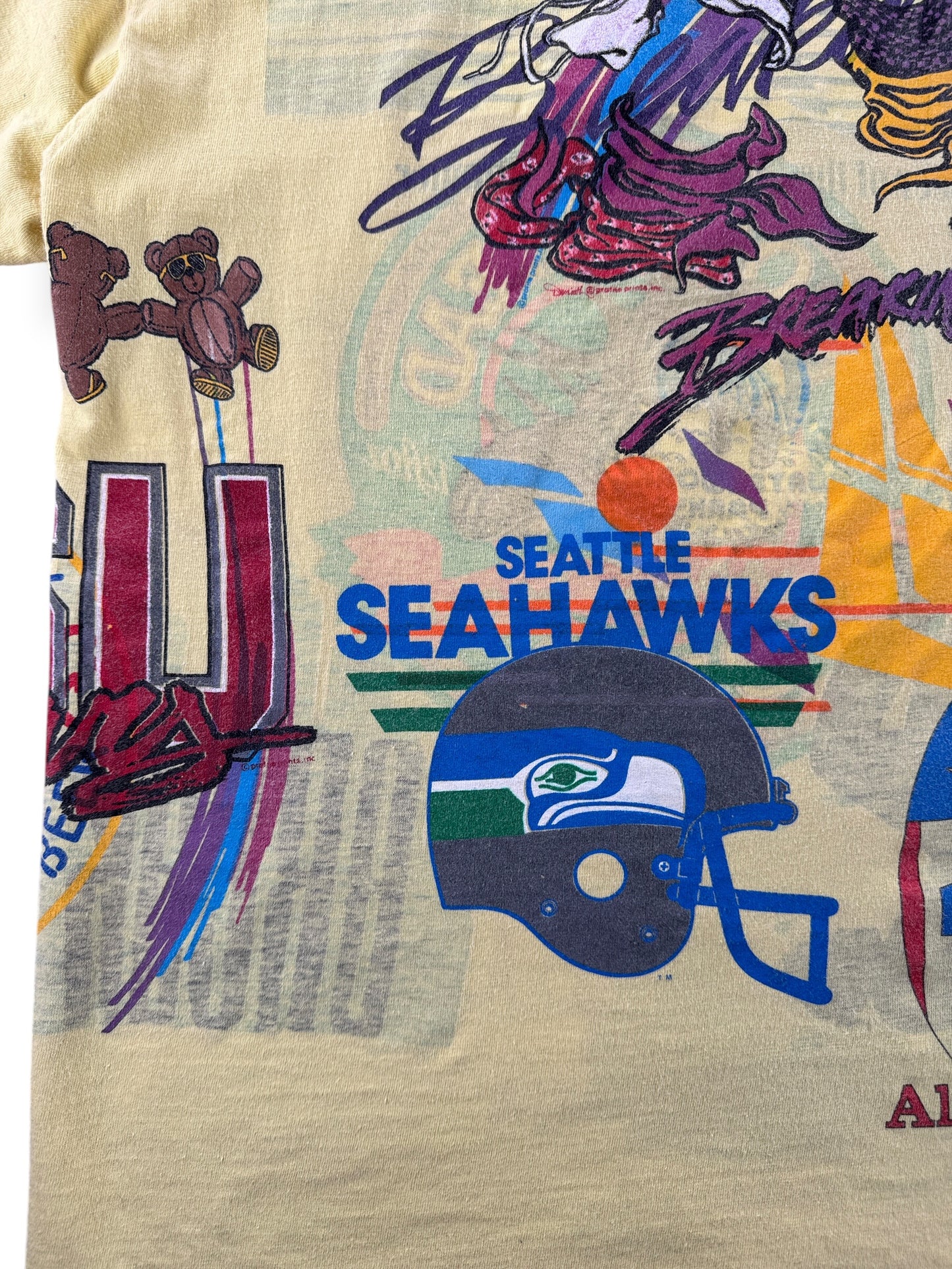 Graphic on back of Vintage 1990s Washington Test Print Tee SZ M