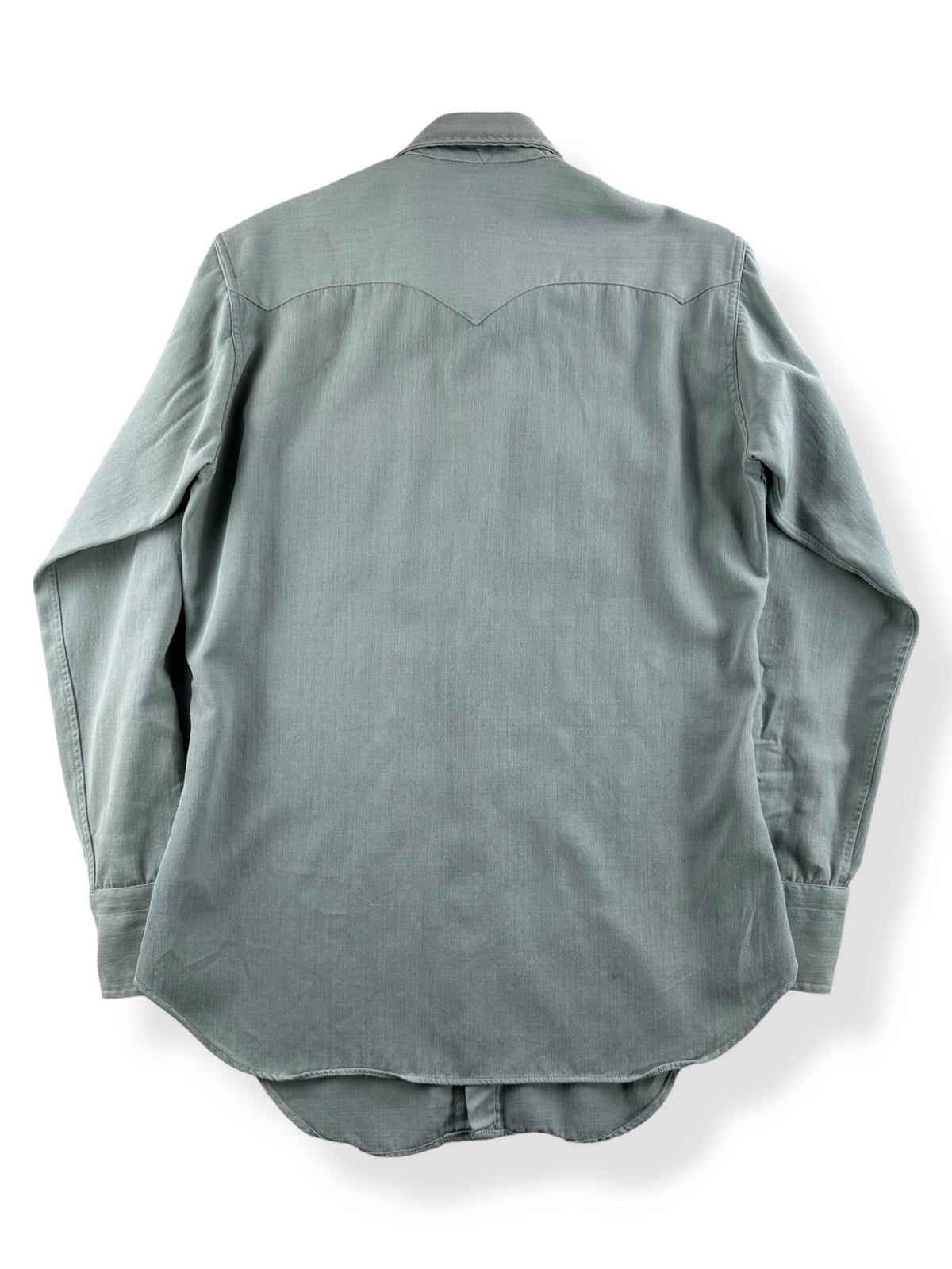 Back of Vintage Green Levi's Short Horn Gabardine Shirt SZ S