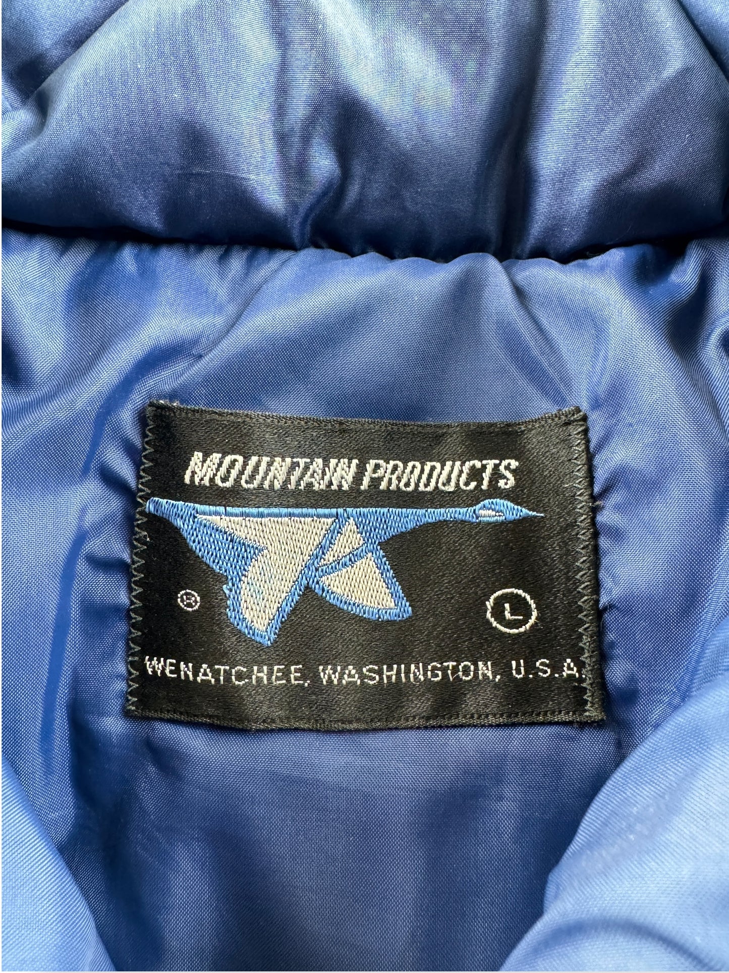 Tag on Vintage 80s Blue Puffer Ski Jacket SZ L