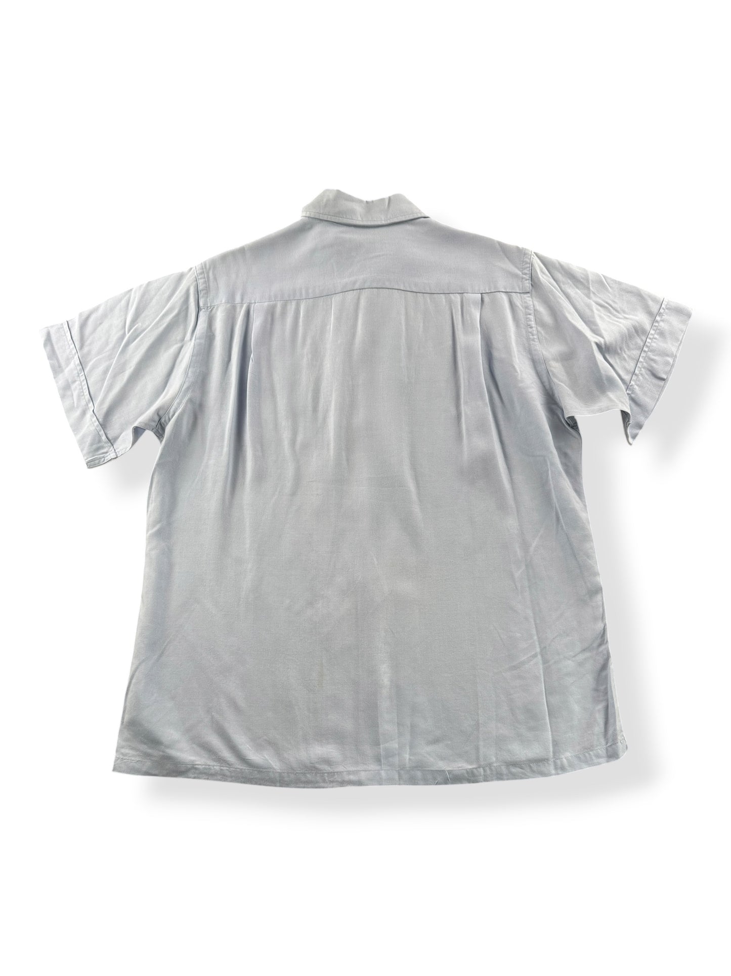 Back of Vintage 1960s Towncraft Rayon Blend Loop Collar Shirt SZ M
