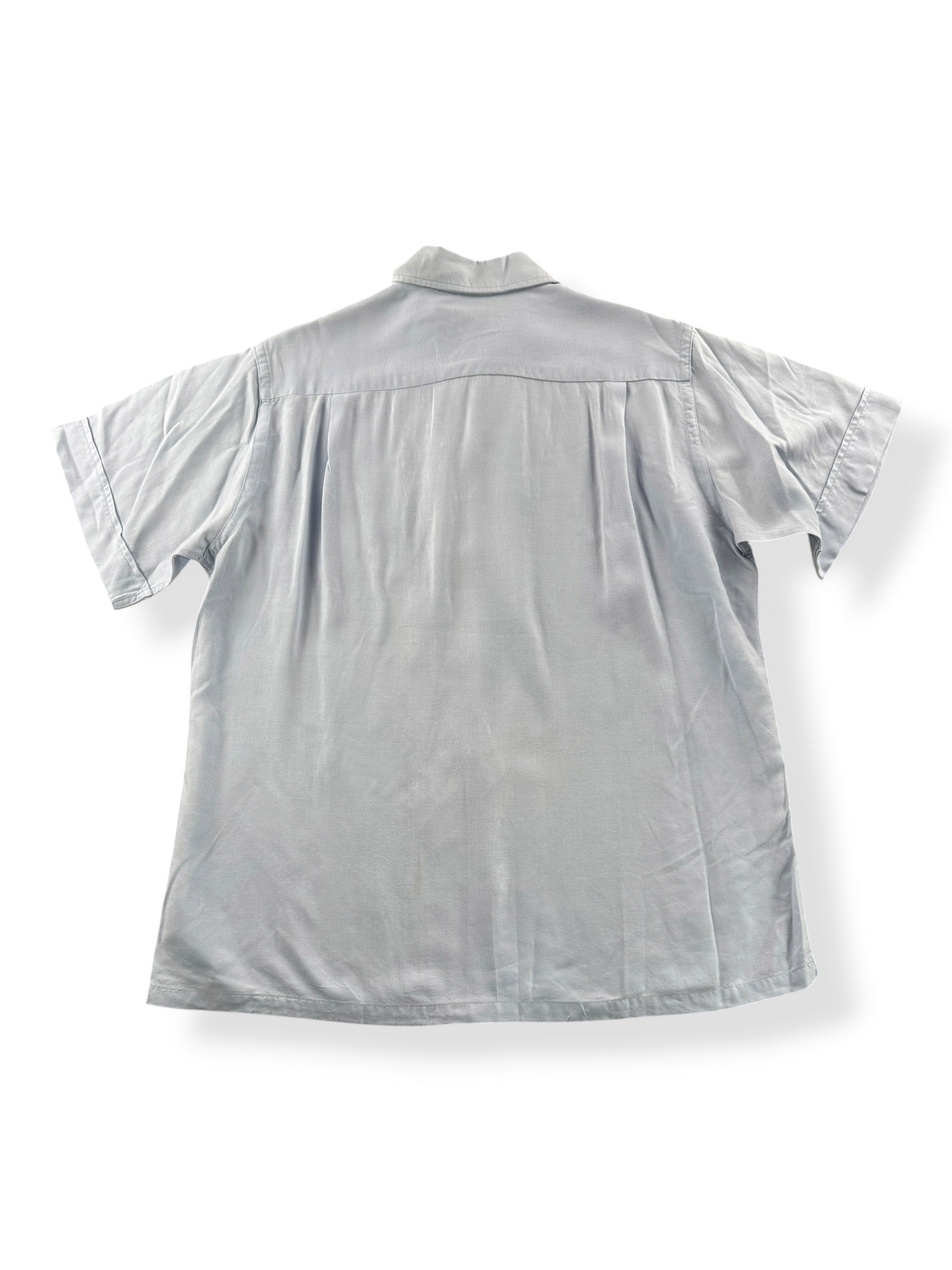 Back of Vintage 1960s Towncraft Rayon Blend Loop Collar Shirt SZ M