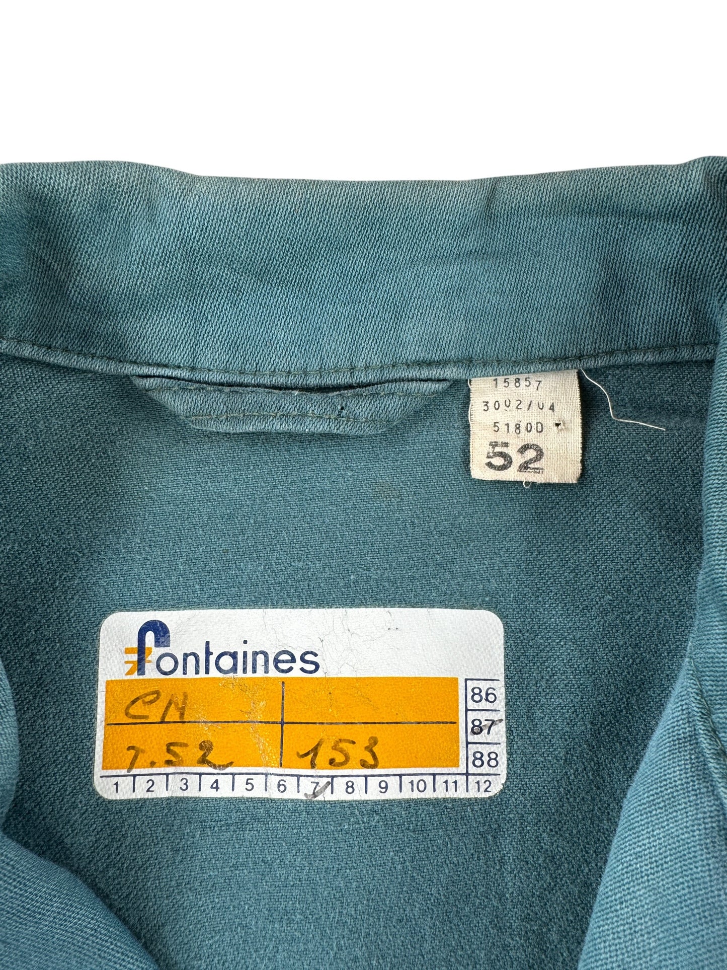 Tag on Vintage Fontaines Green French Chore Coat SZ M