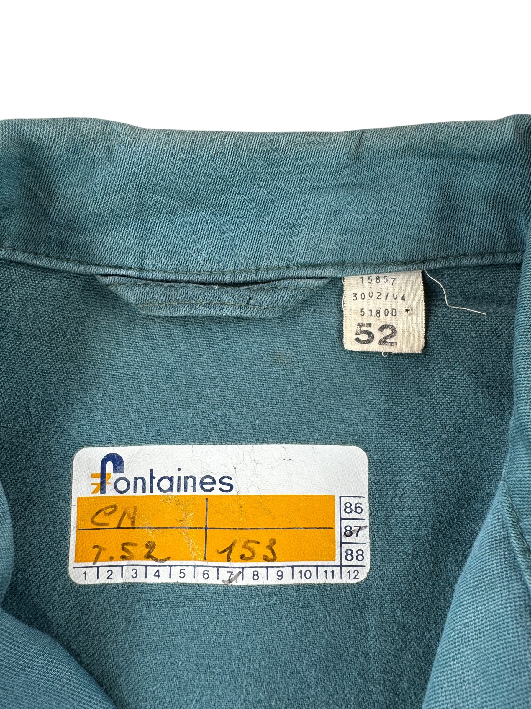 Tag on Vintage Fontaines Green French Chore Coat SZ M