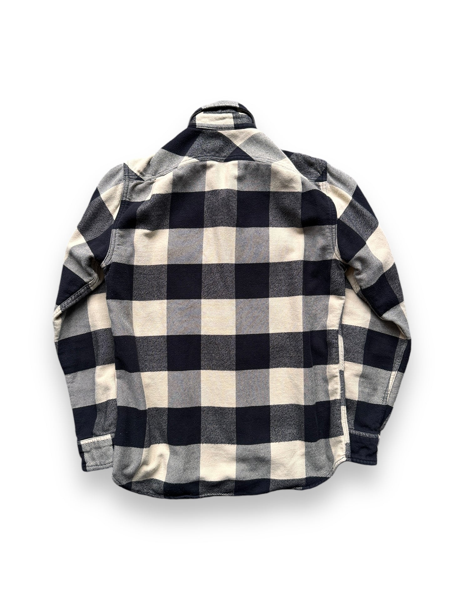 back of Filson Black and Cream Cotton Flannel SZ S