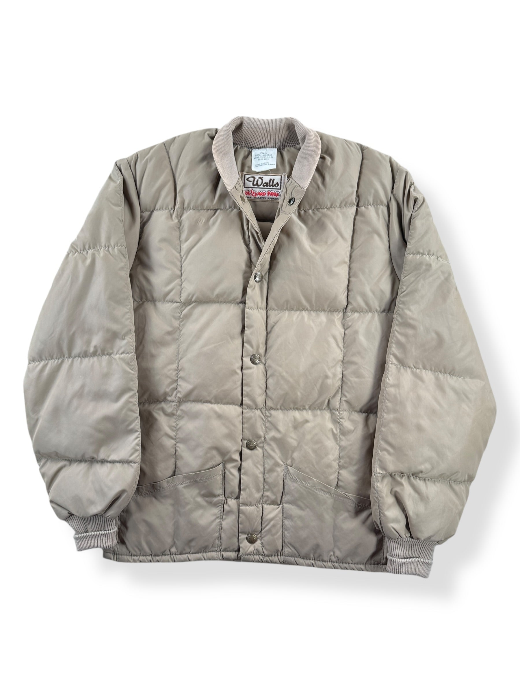 Front of Vintage Beige Blizzard Pruf Down Jacket SZ S