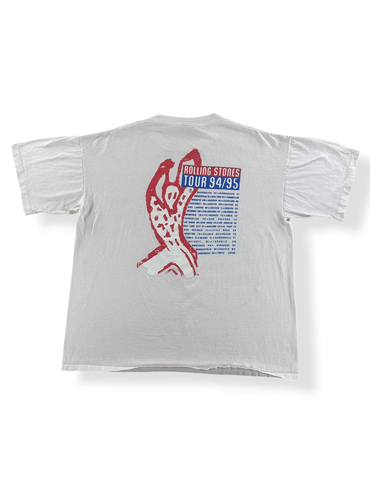 Back of Vintage Rolling Stones 94/95 Tour Tee SZ XL