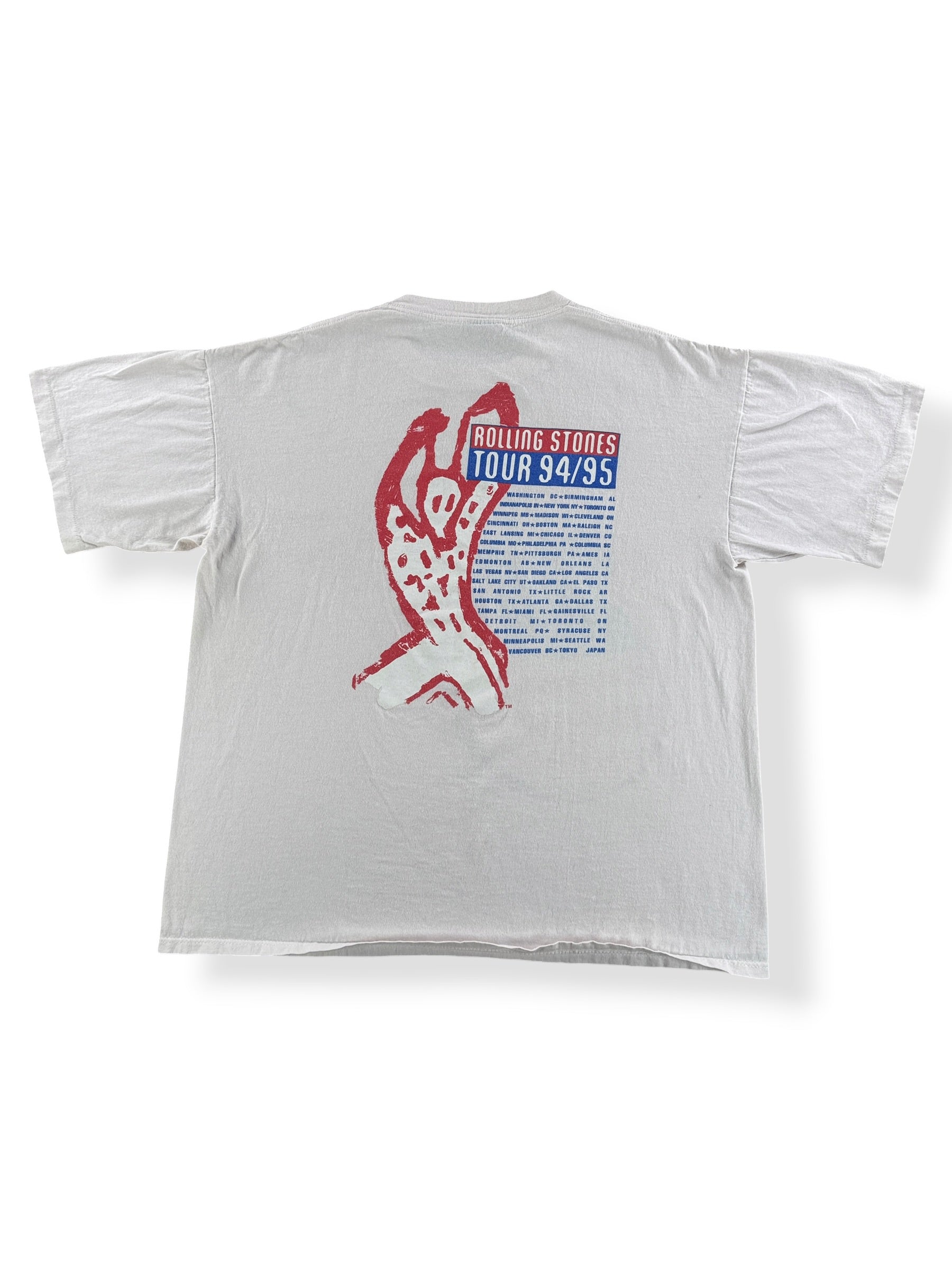 Back of Vintage Rolling Stones 94/95 Tour Tee SZ XL