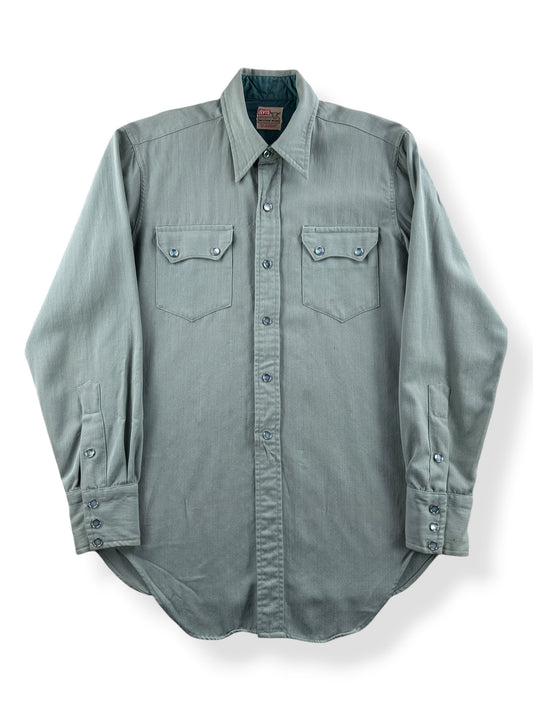 Front of Vintage Green Levi's Short Horn Gabardine Shirt SZ S