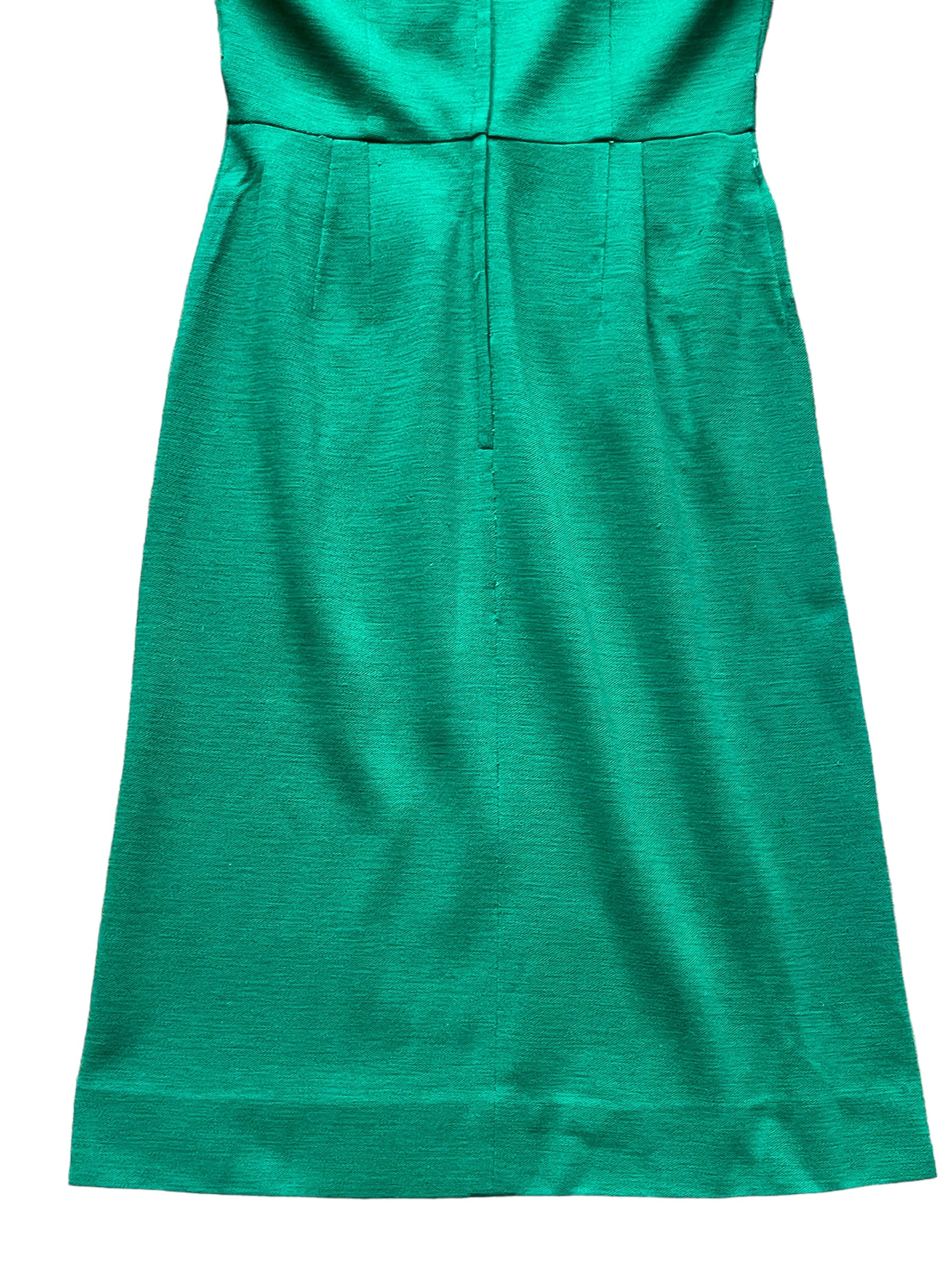 Back skirt view of Vintage 1950s Green Wool Wiggle Dress SZ M |  Barn Owl Vintage Dresses| Seattle Vintage Ladies Clothing
