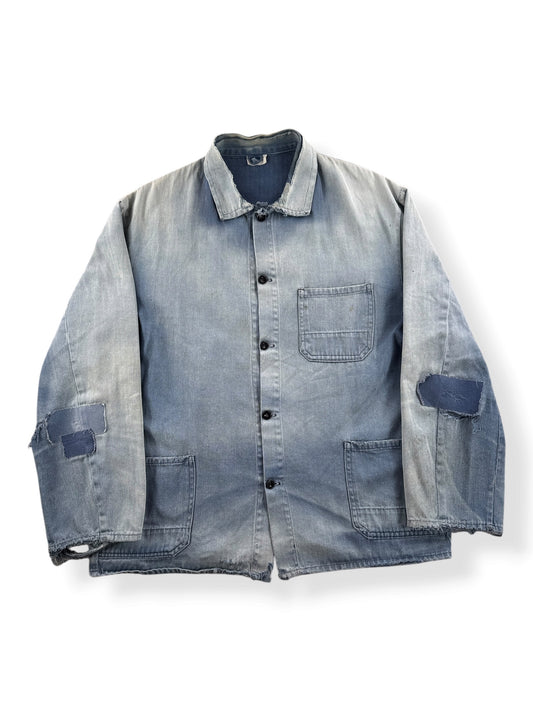 Front of Vintage Distressed French Chore Coat SZ L