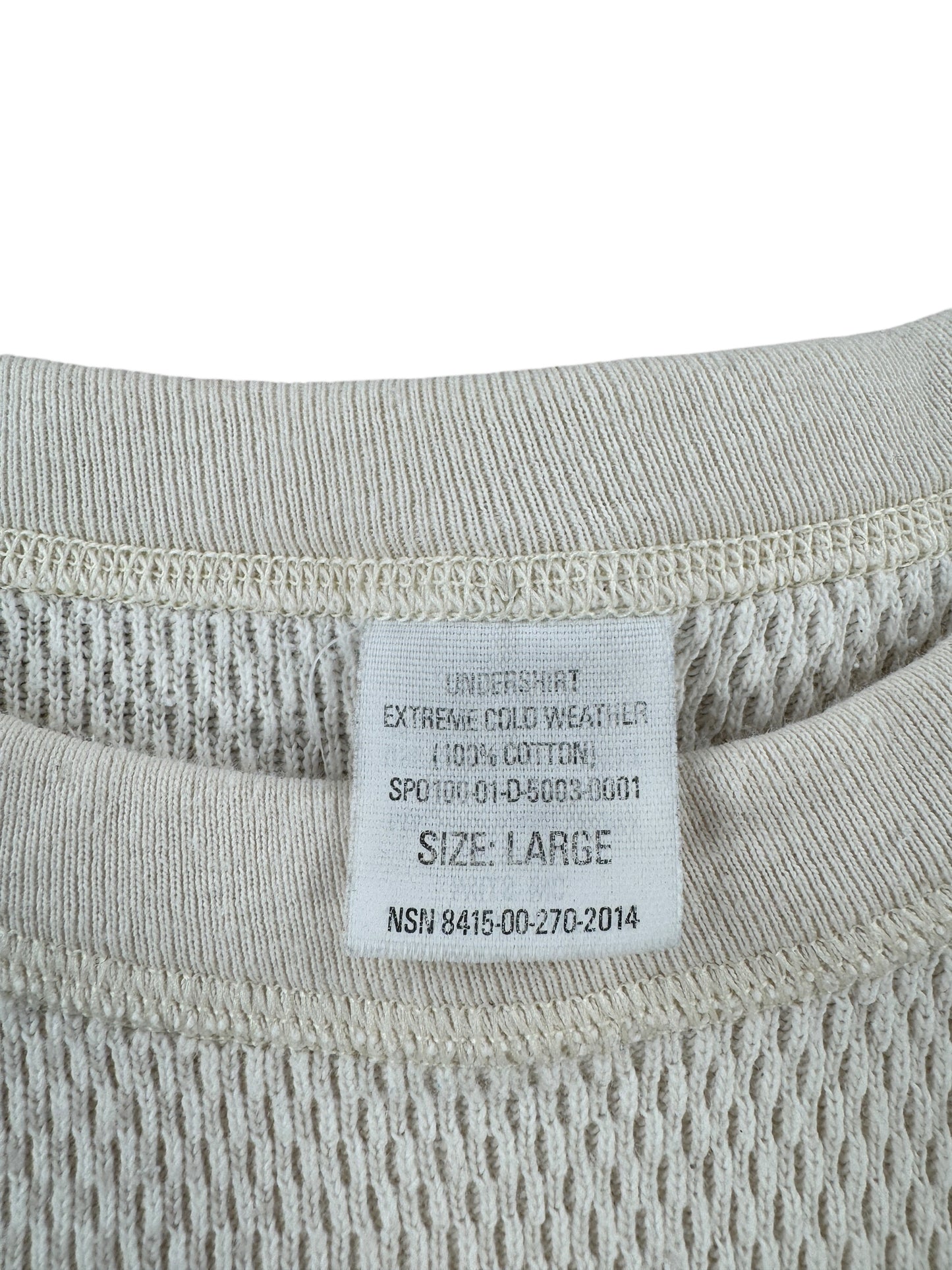 Tag on Vintage 100% Cotton Extreme Cold Weather Undershirt SZ L