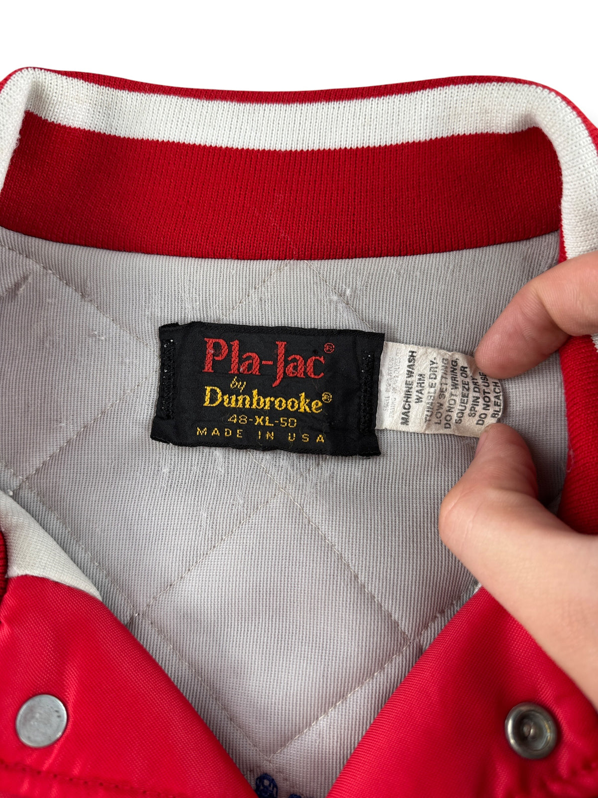 Tags on Vintage Ballard Oil Vikings Chain Stitch Coaches Jacket SZ XL