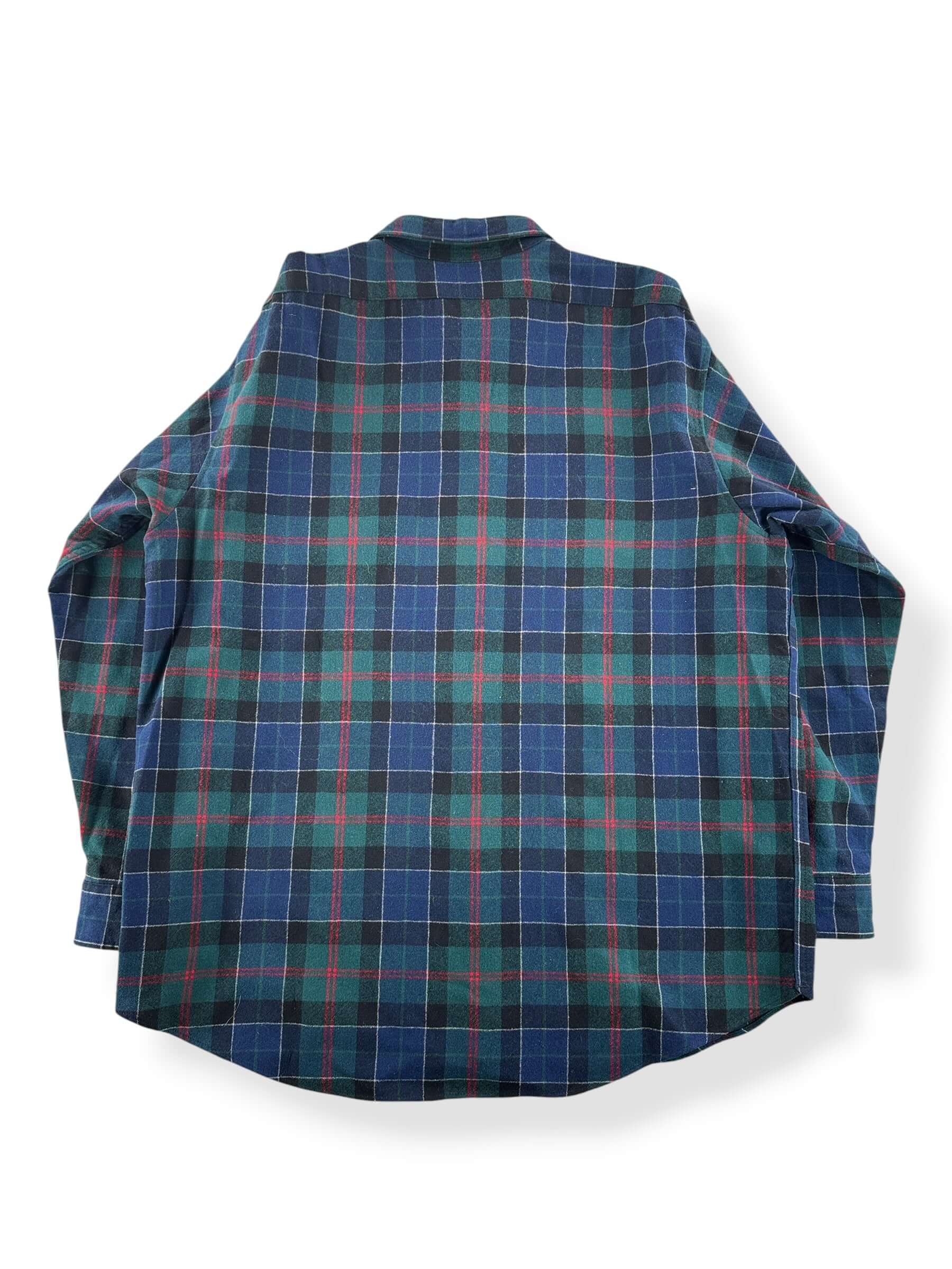 Back of Vintage Green & Navy Pendleton Flannel W/ Elbow Patches SZ XL