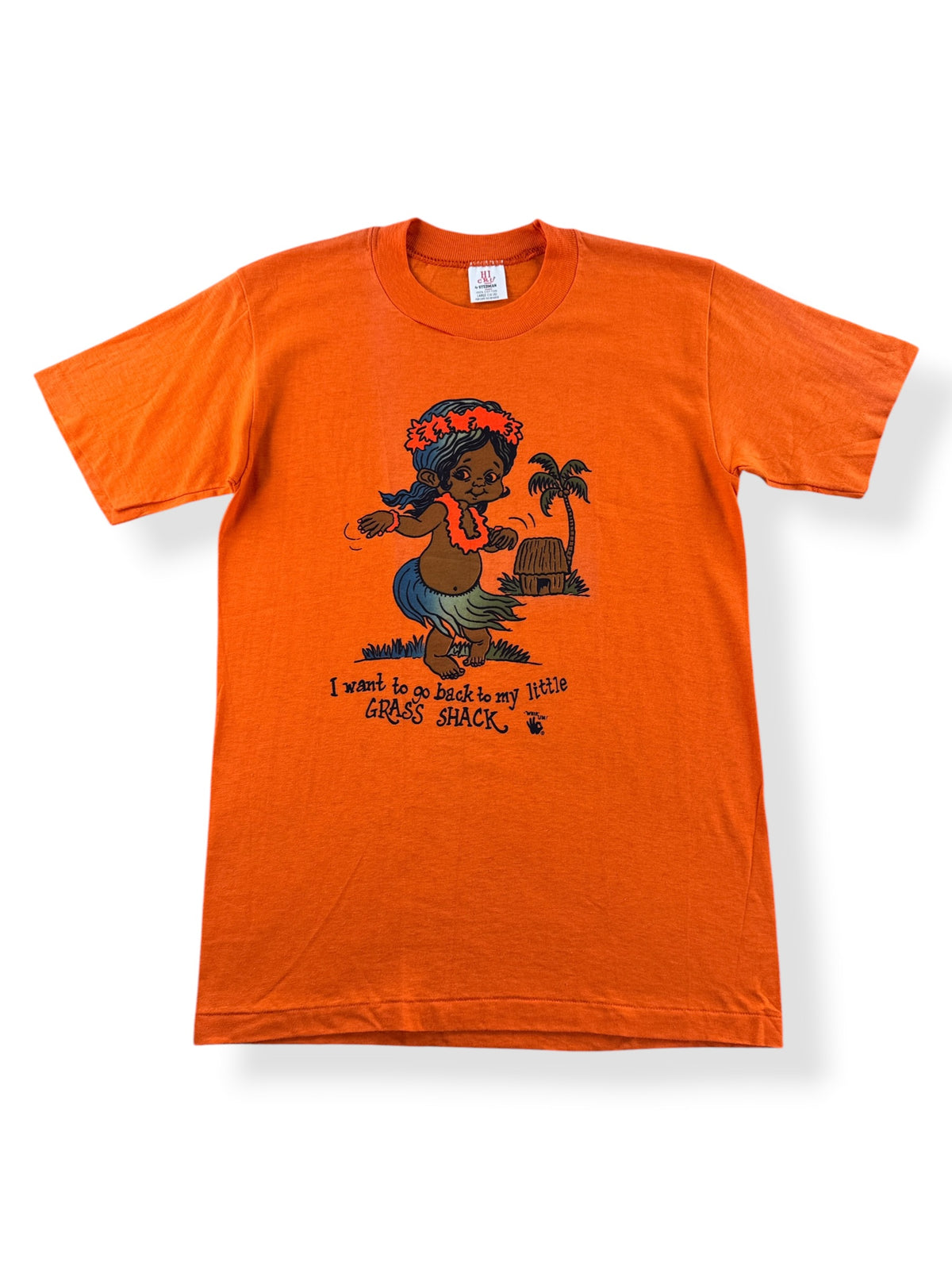 Front of Vintage 70s NOS Grass Shack Tee SZ L (Fits XS)
