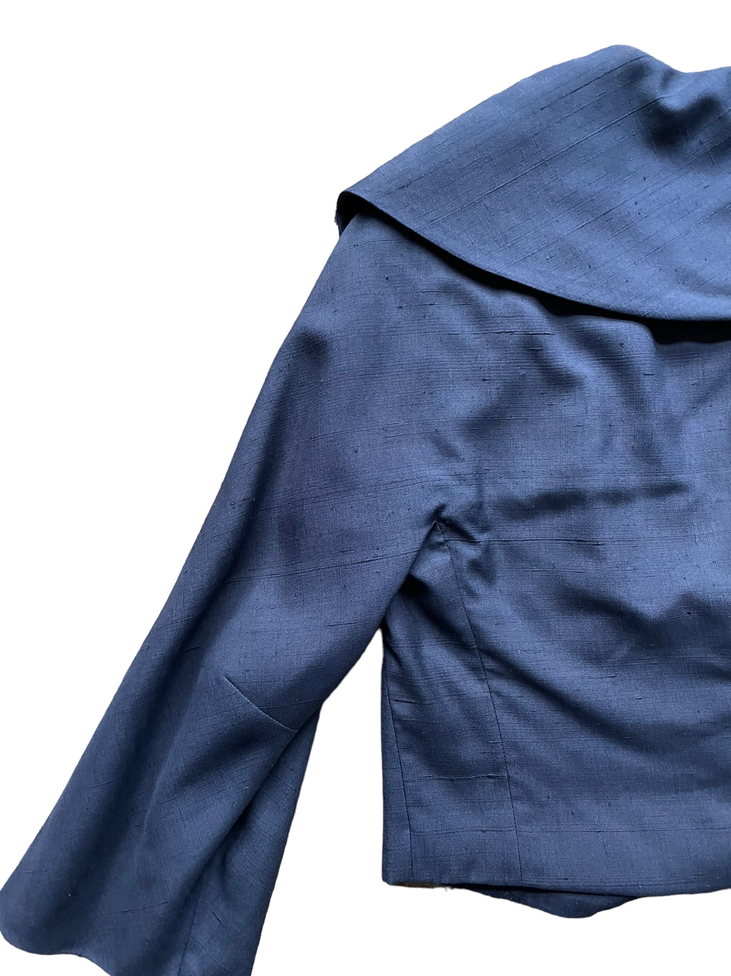 Back left sie view of Vintage 1950s Silk Cropped Dress Jacket | Seattle True Vintage | Barn Owl Ladies Vintage Clothing