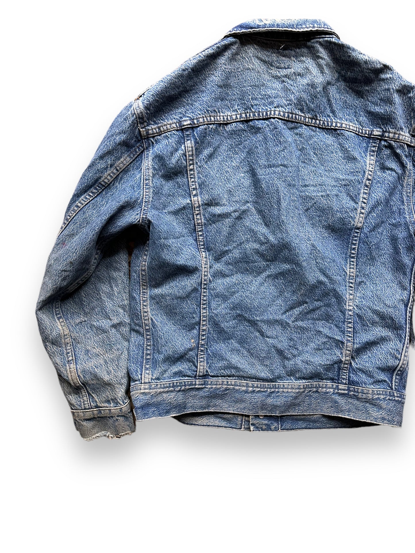 Left Rear View of Vintage Lee 101-J Denim Jacket SZ XL | Vintage Denim Workwear Seattle | Seattle Vintage Denim