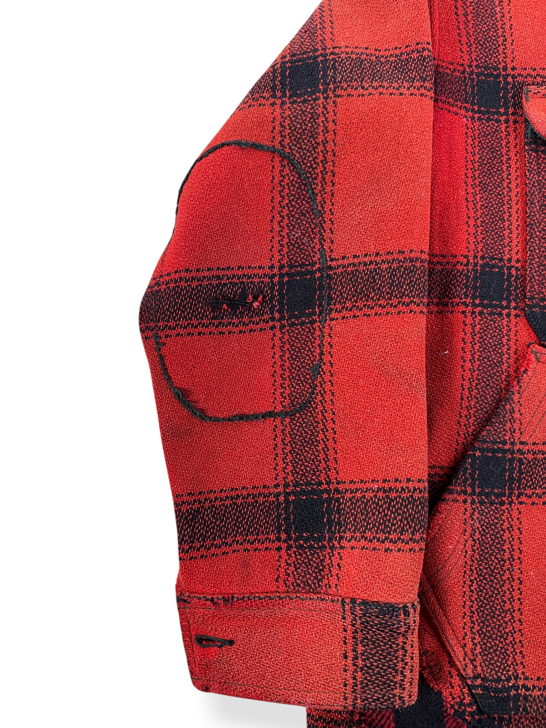 Missing Elbow Patch on Vintage 50s Era Filson 75% Red Hunter Jacket SZ L