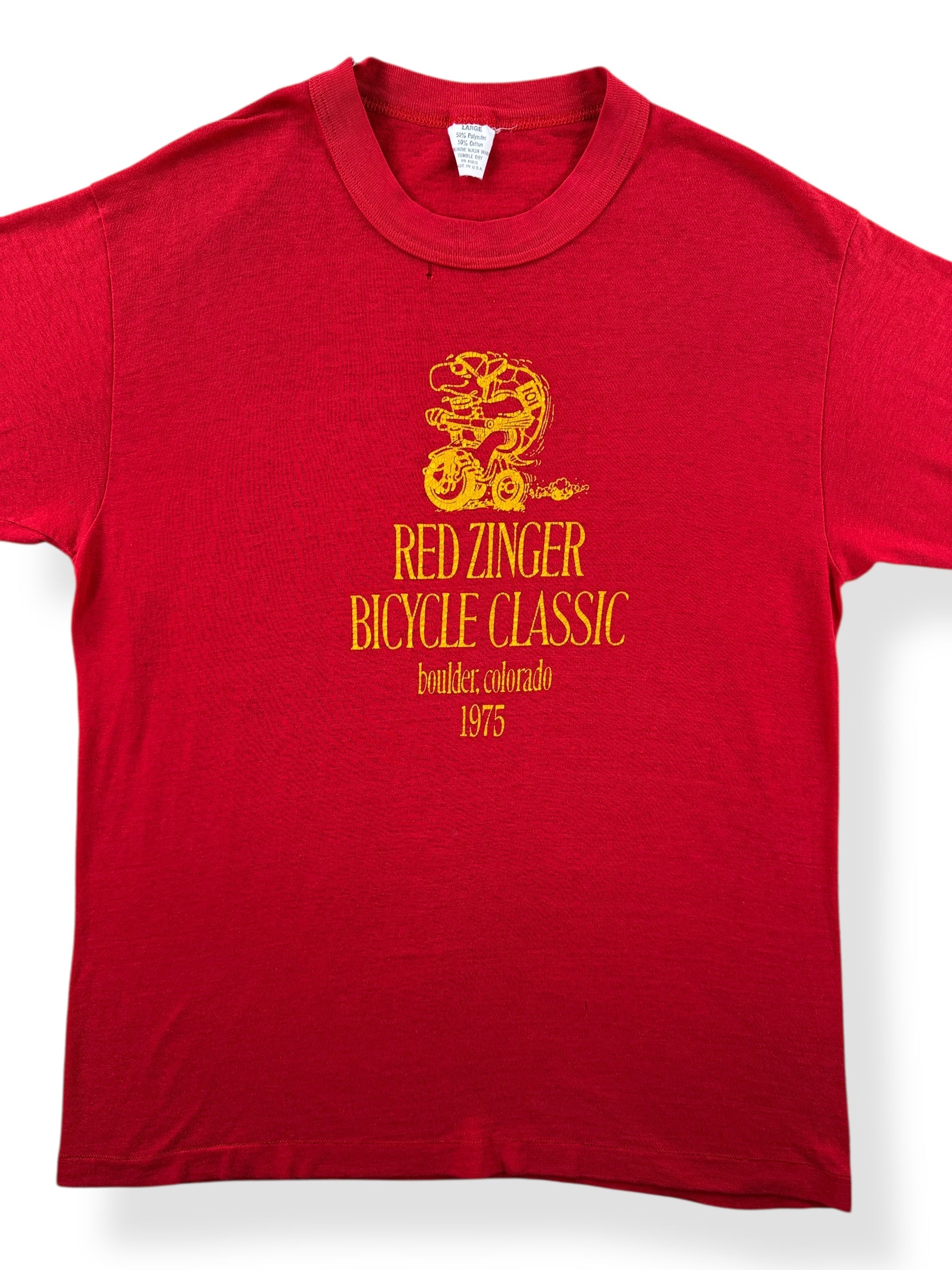 Front Close Up of Vintage Red Zinger Classic Tee SZ M