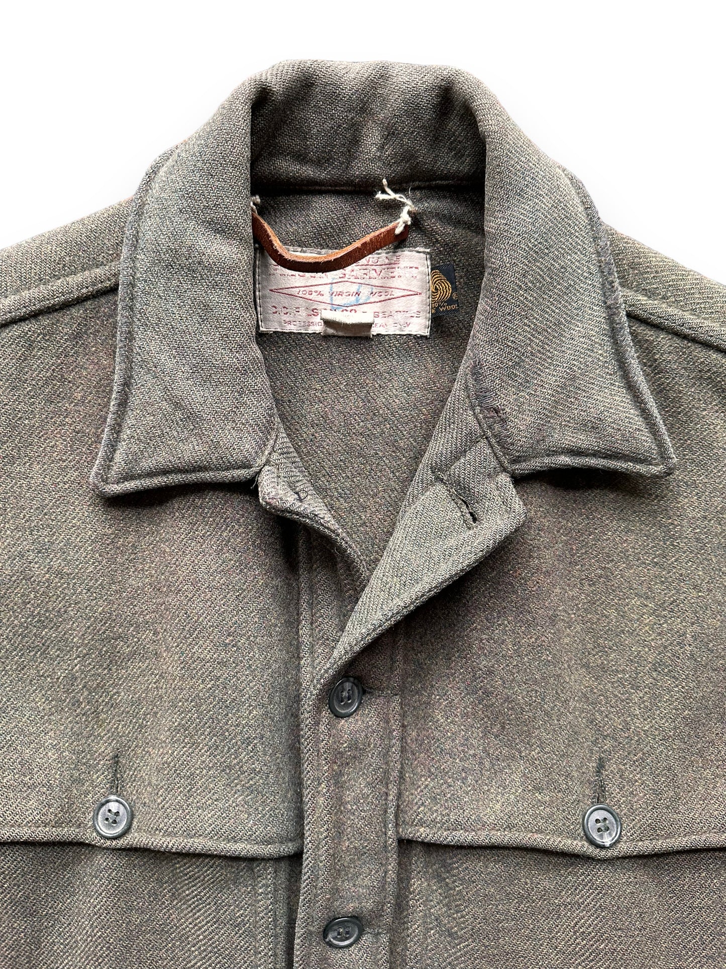 collar on Vintage 80s Filson Weathered Repaired Cape Coat SZ 42 |  Barn Owl Vintage Goods | Vintage Filson Workwear Seattle