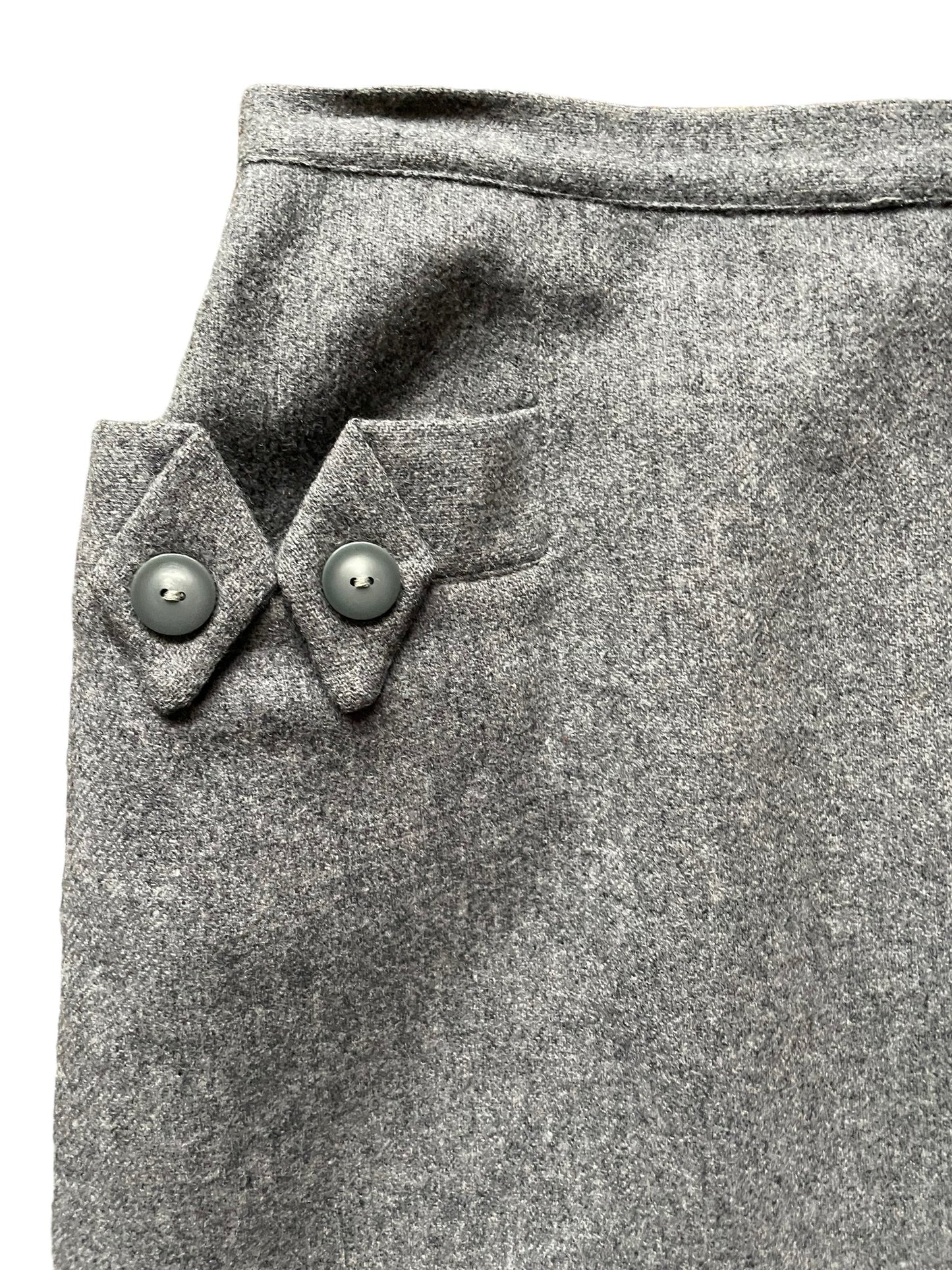 Right side pocket view of Vintage 1940s Grey Wool Skirt with Cool Pockets SZ S | Seattle True Vintage | Barn Owl Ladies Vintage