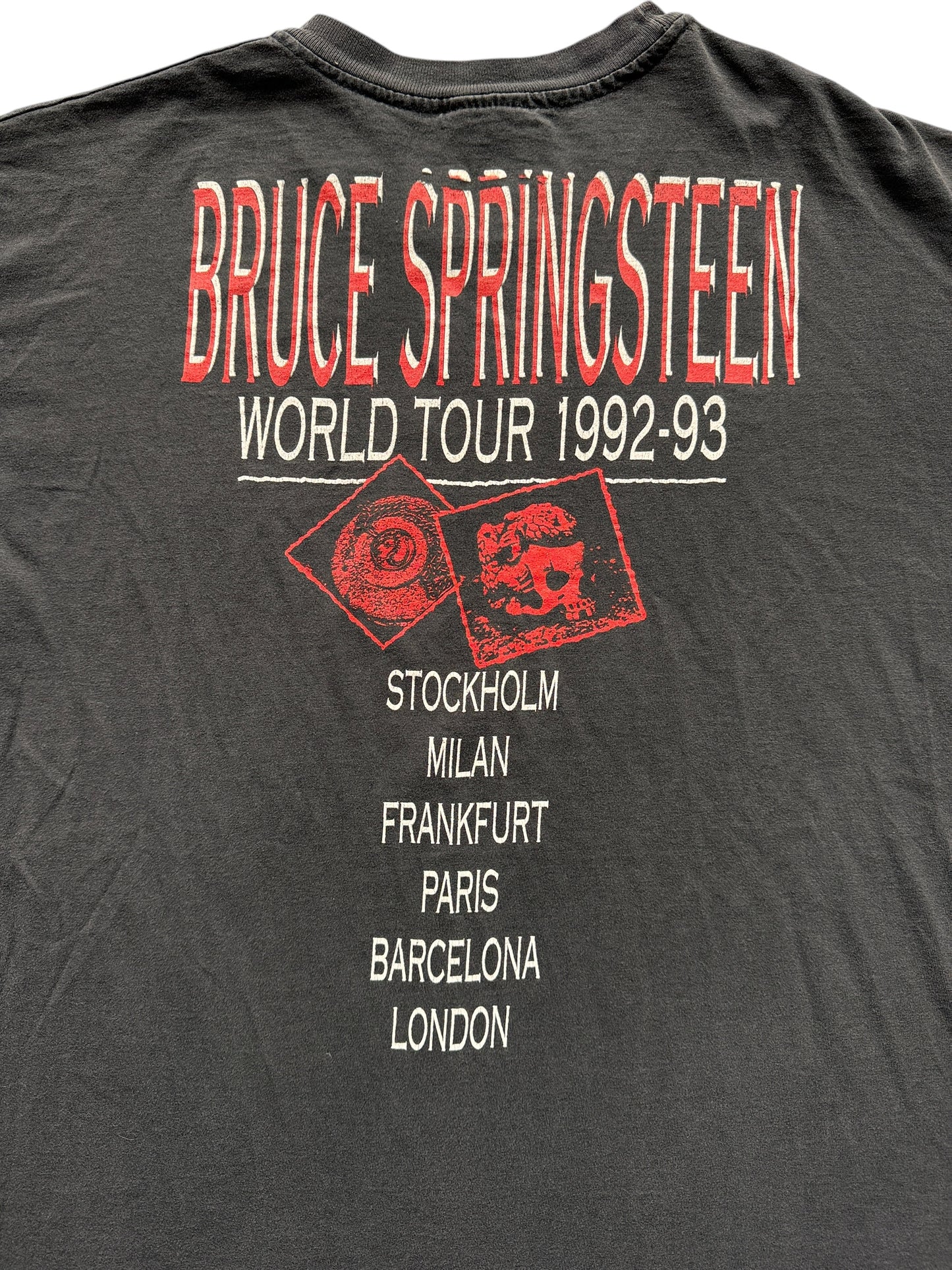 Back Graphic on Vintage 92-93 Bruce Springsteen World Tour Band Tee SZ XL