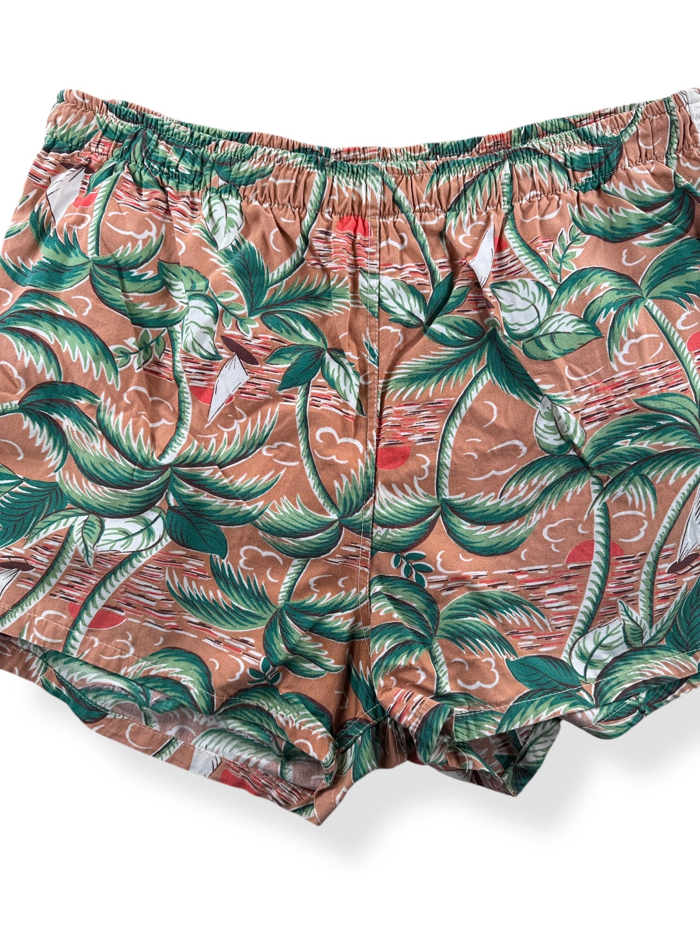 Front Close Up of Vintage McGregor Bates Big N Little Aloha Shorts W32