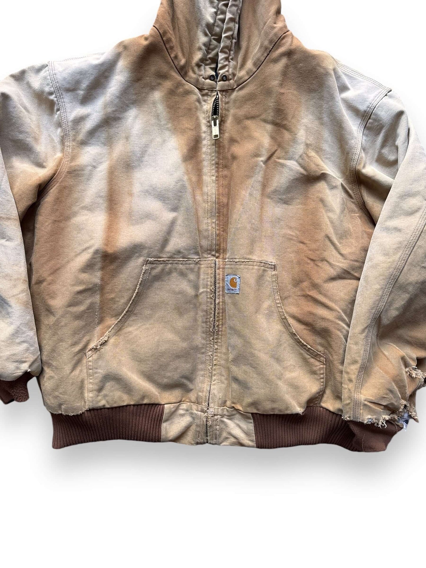 Front Detail on Vintage Carhartt Faded Jacked SZ XXL